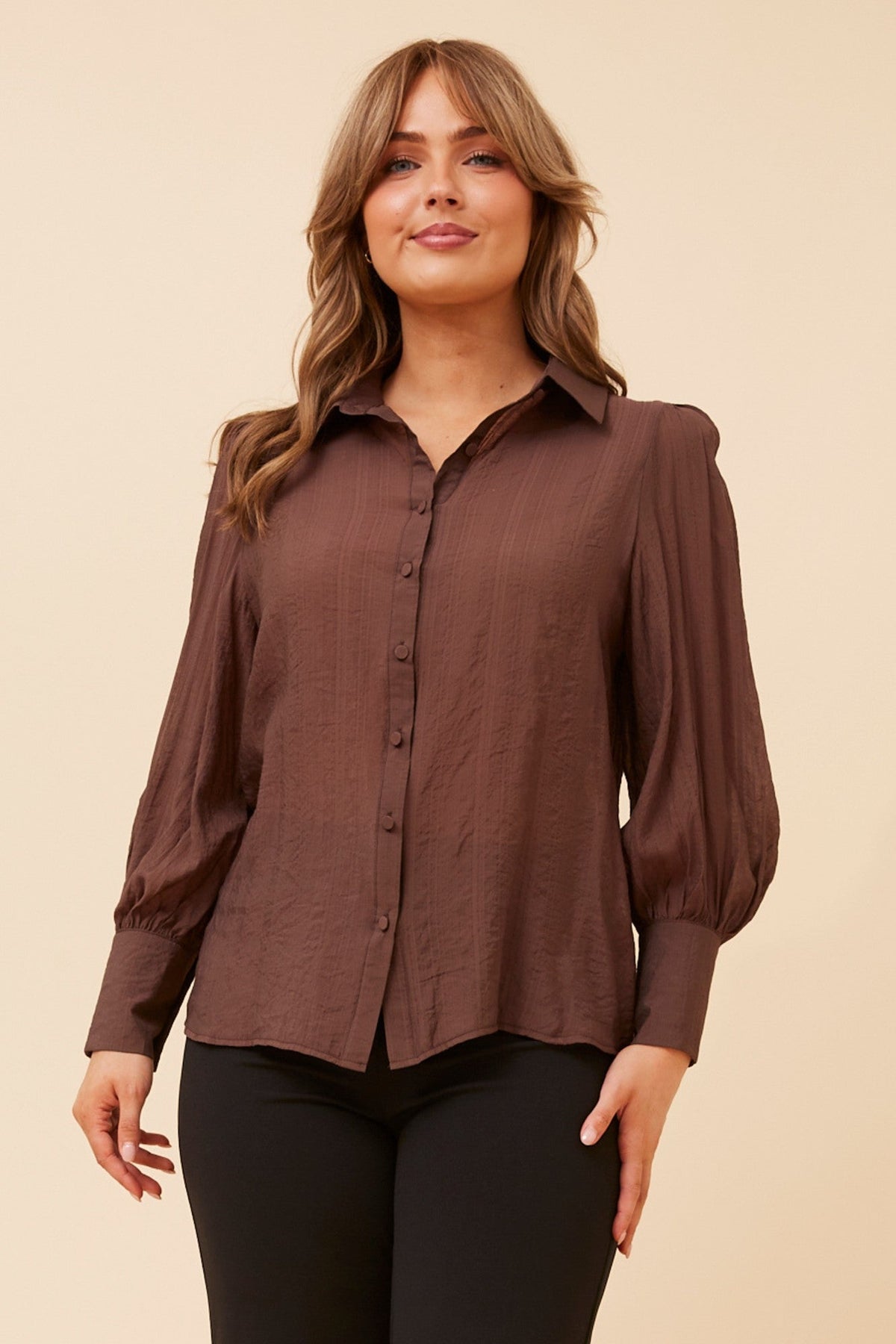 BELLE SOLID SHIRT (Navy)