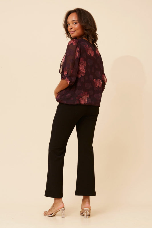 JAMARI FLORAL BLOUSE (Burgundy)