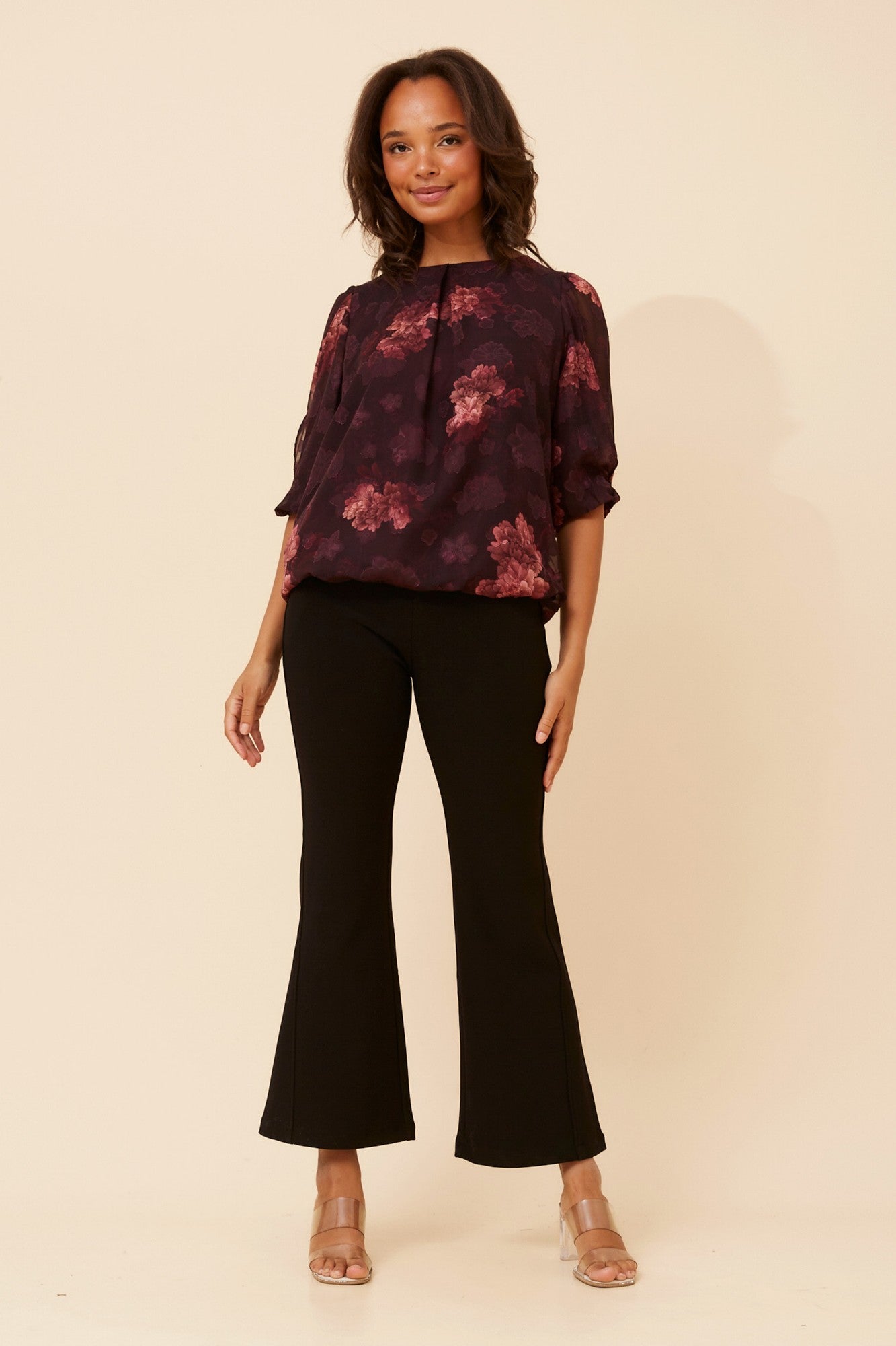 JAMARI FLORAL BLOUSE (Burgundy)