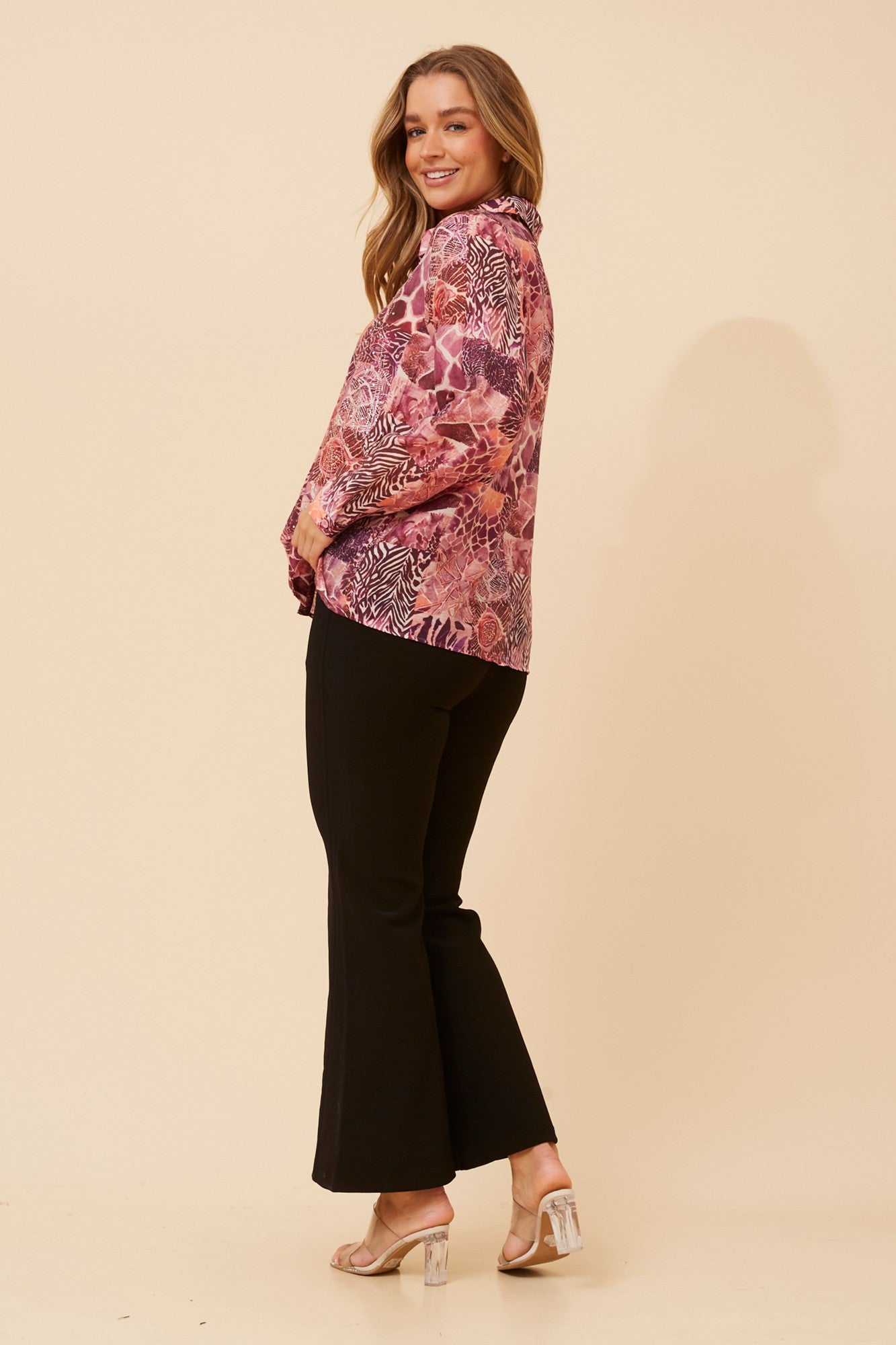 ORENDA LINEN BLEND SHIRT (Berry)