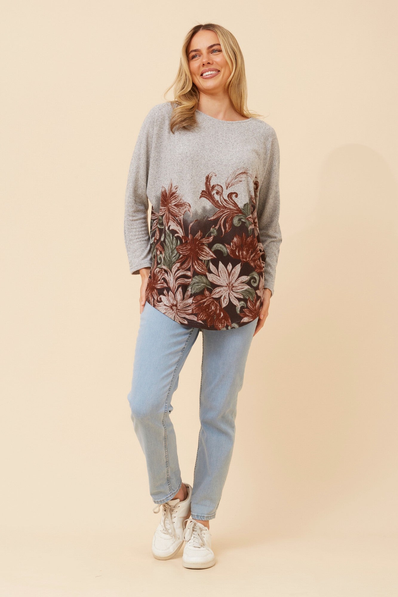 EDMUND FLORAL PRINT TOP (Chocolate)