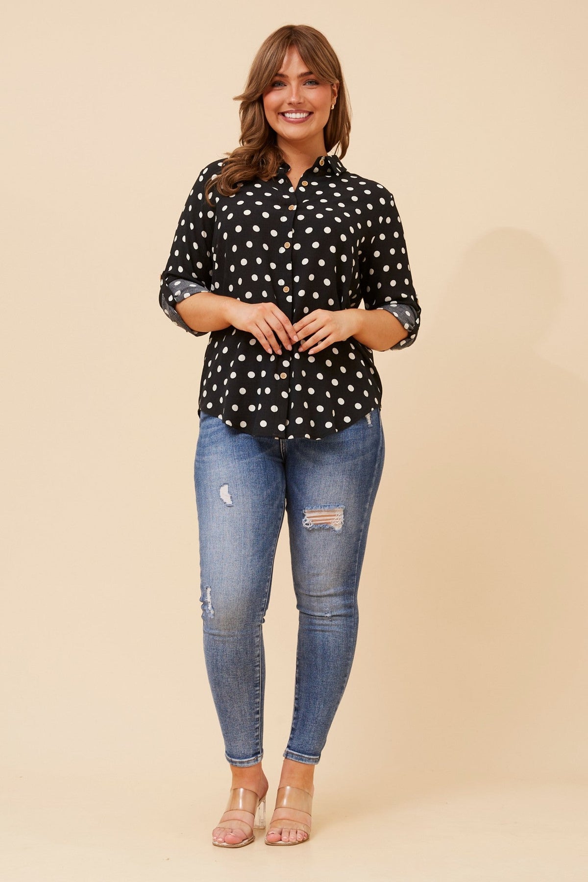 KLAUS POLKA DOT PRINT SHIRT (Black)