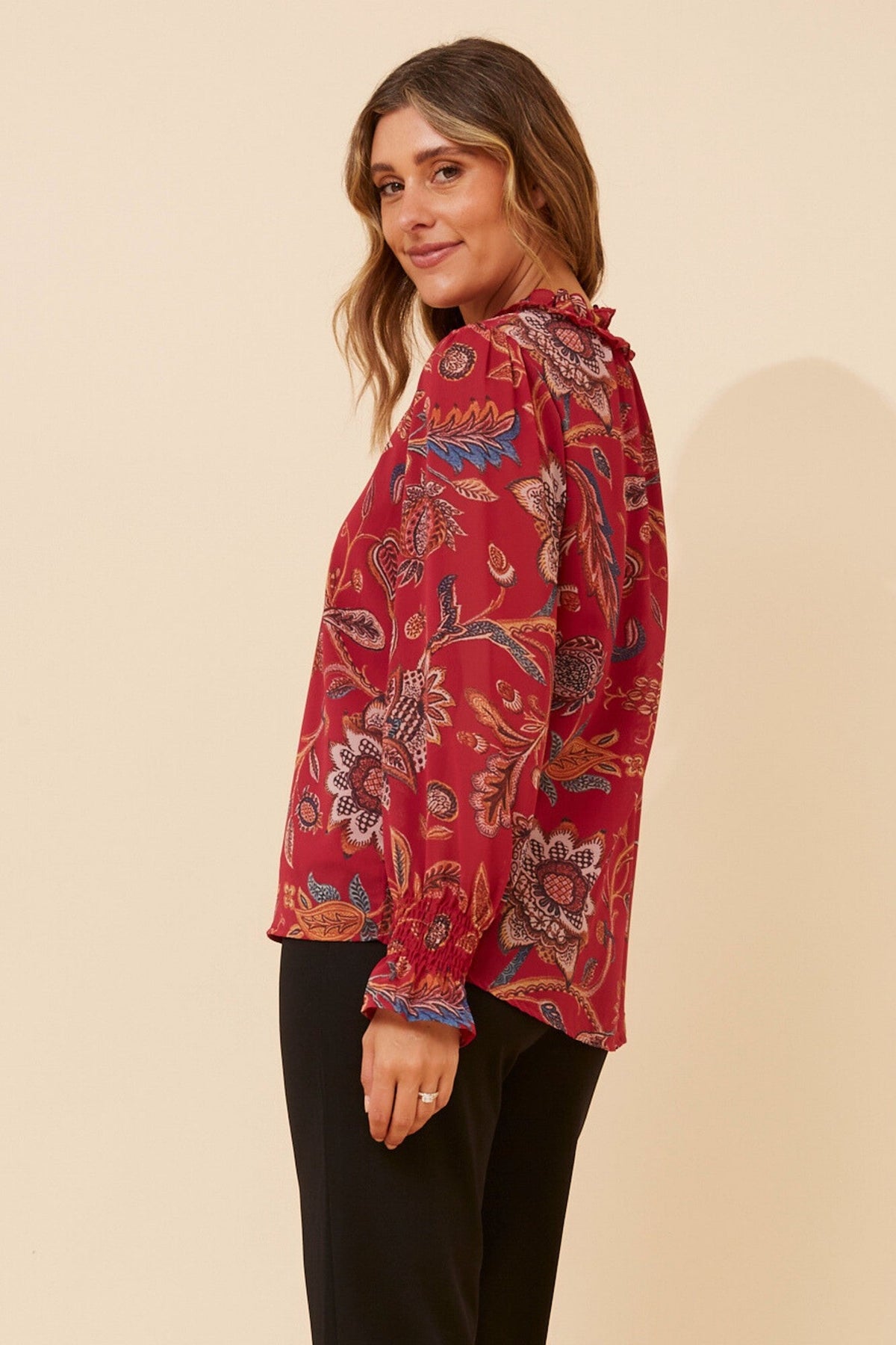 JOEL FLORAL PRINT BLOUSE (Multi Red)