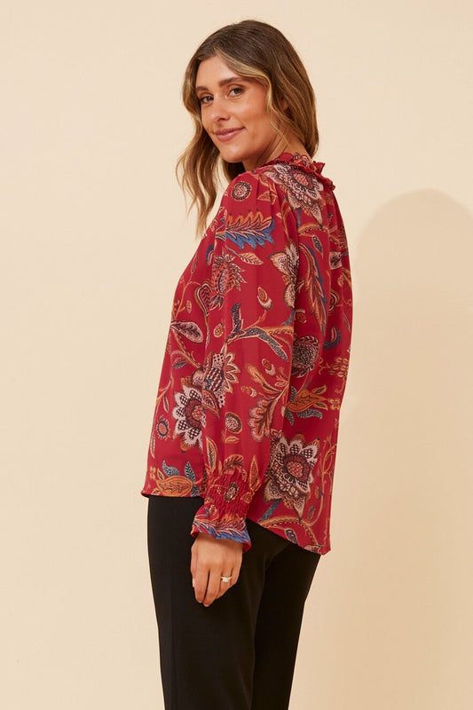 JOEL FLORAL PRINT BLOUSE (Multi Red)