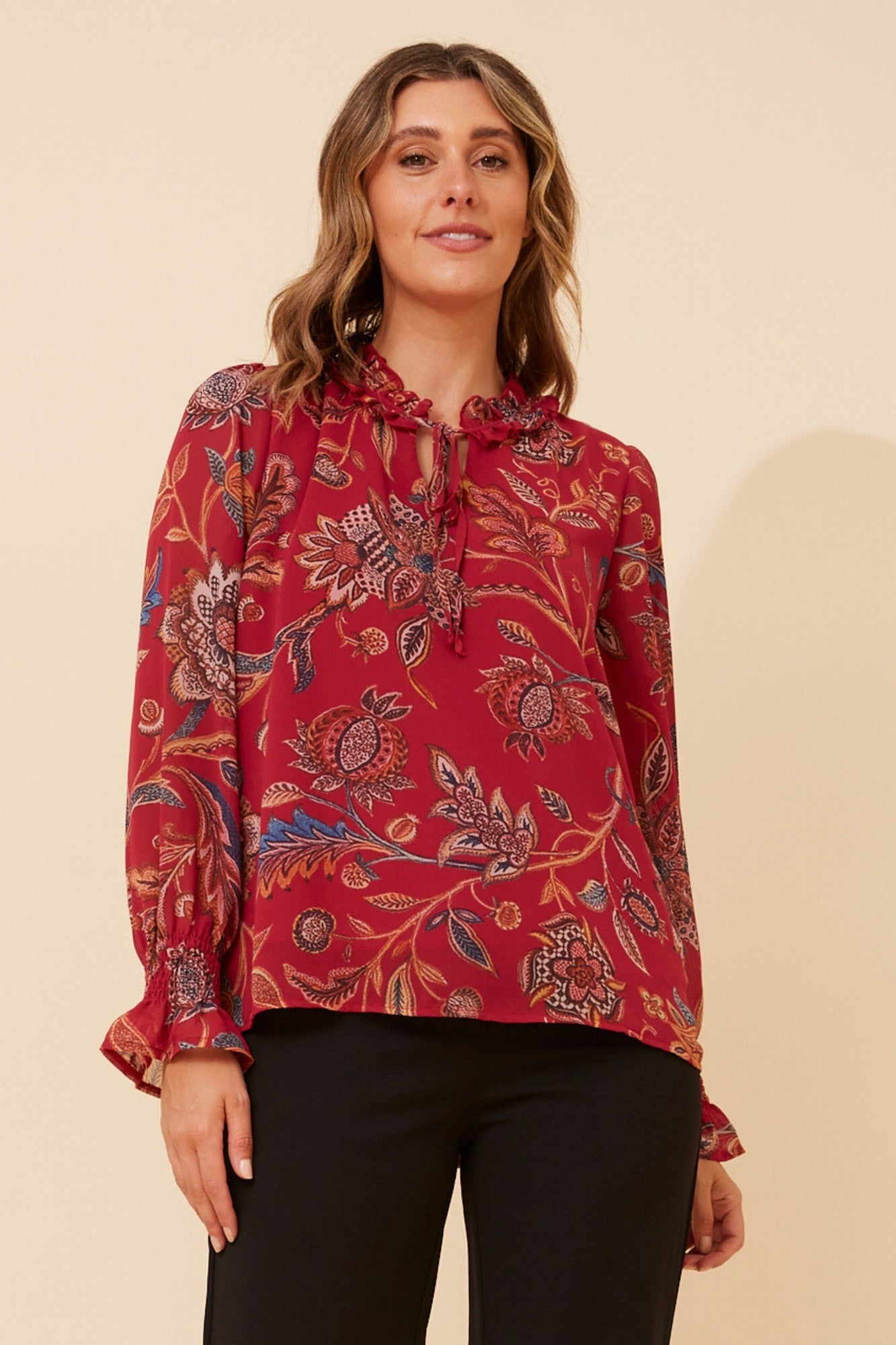 JOEL FLORAL PRINT BLOUSE (Multi Red)