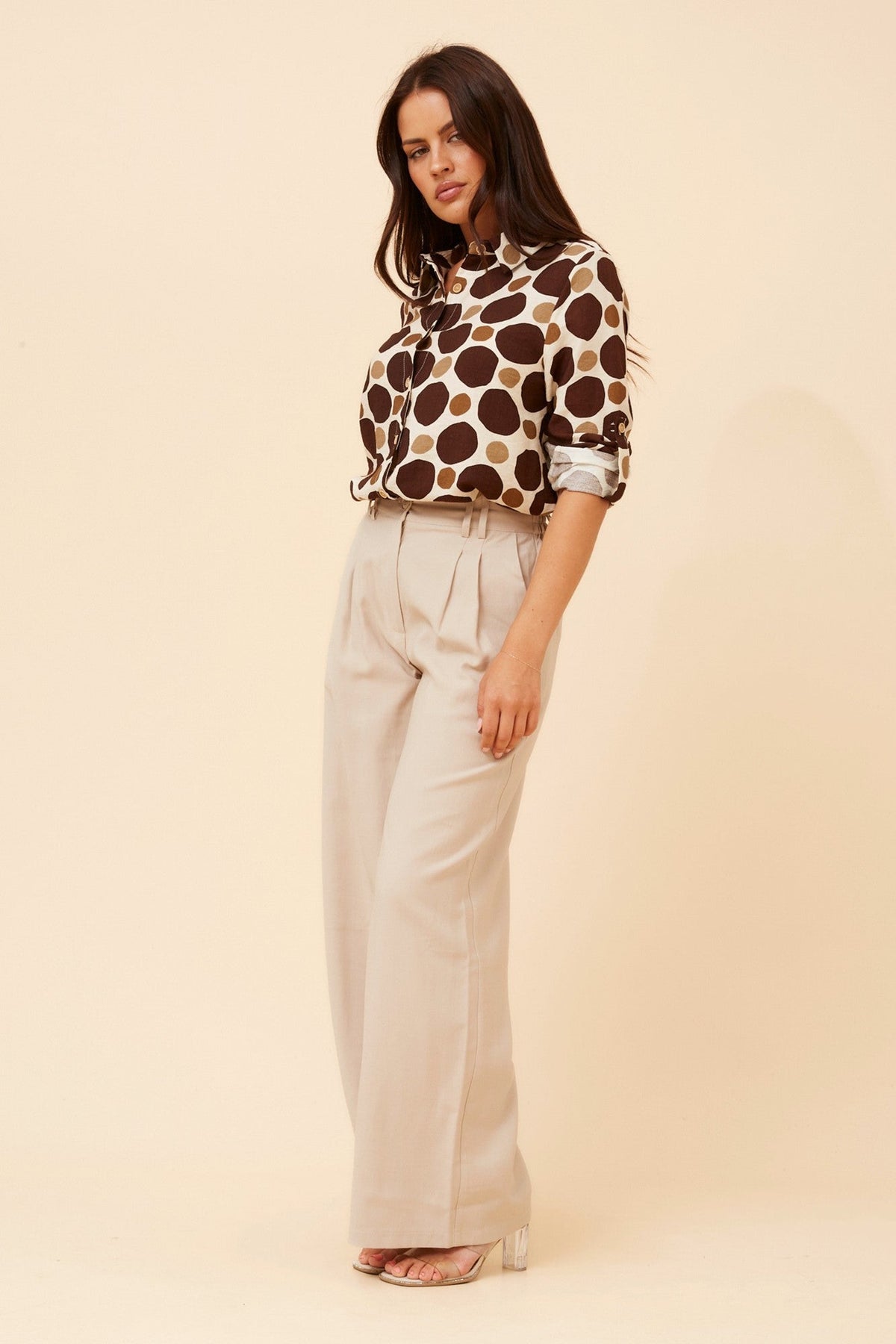 JARRAH POLKA DOT PRINT SHIRT (Chocolate)