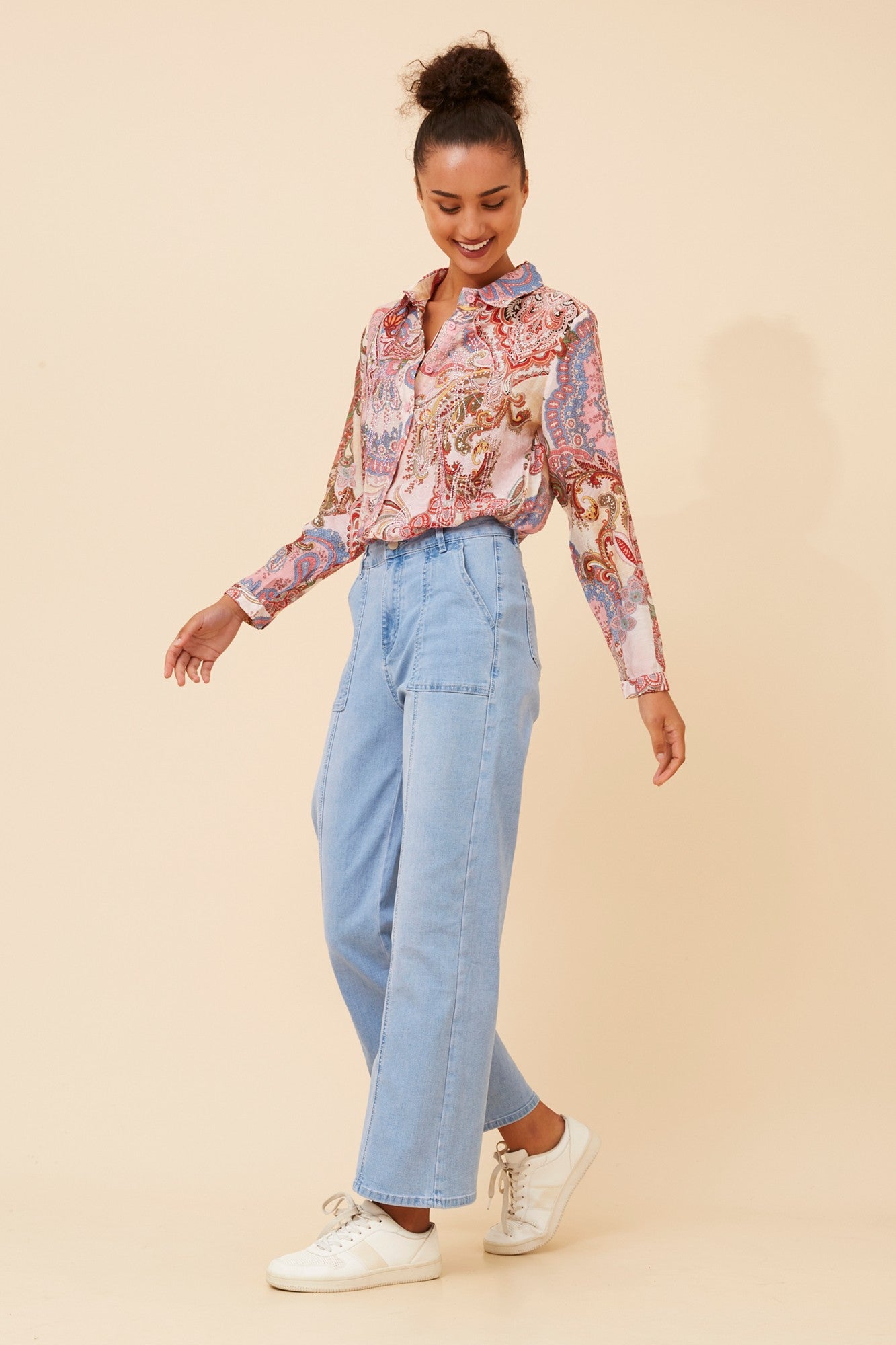 ORENDA ABSTRACT PRINT SHIRT (Multi Pink)