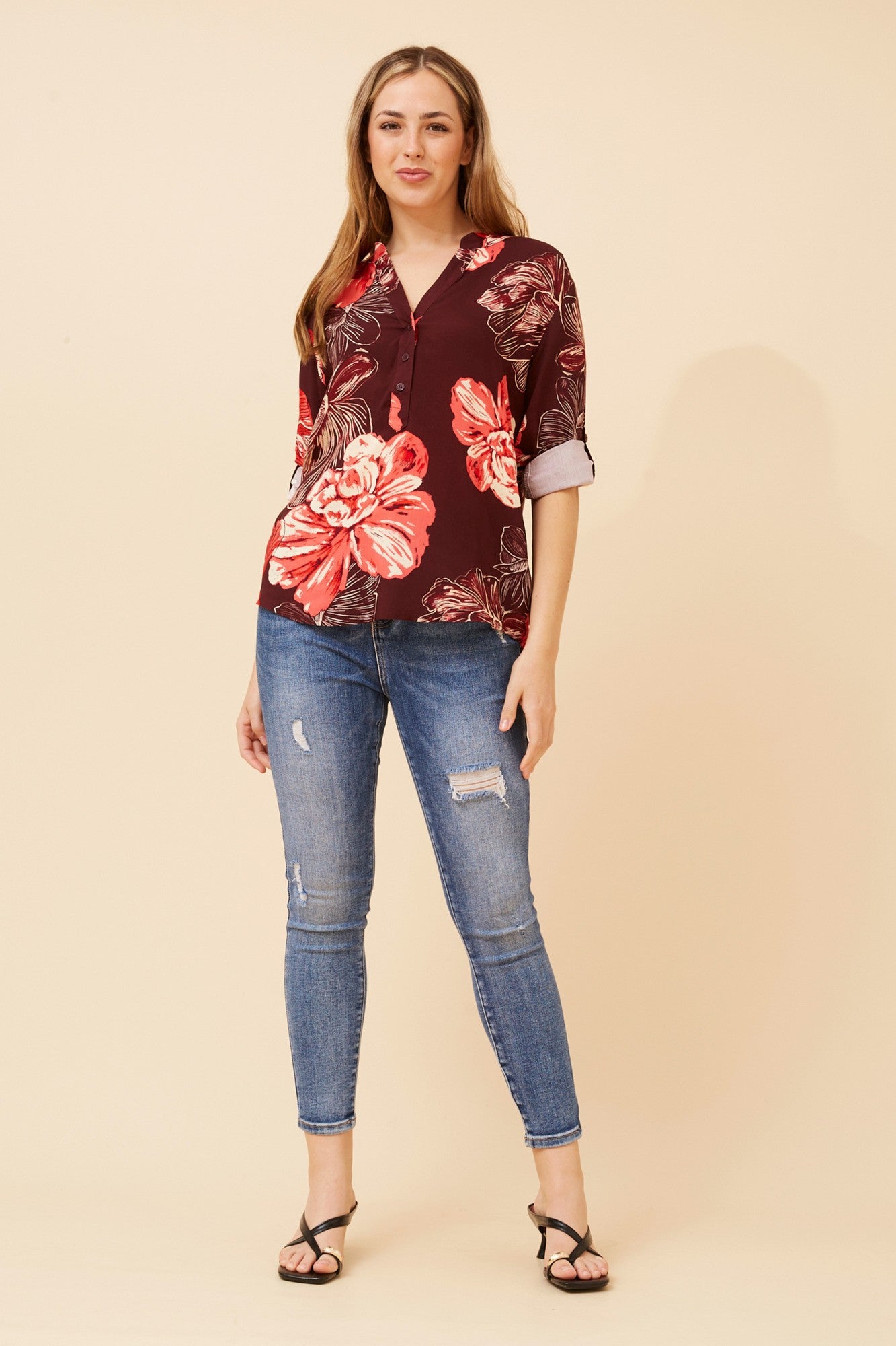 ROMINA FLORAL BLOUSE (Berry)