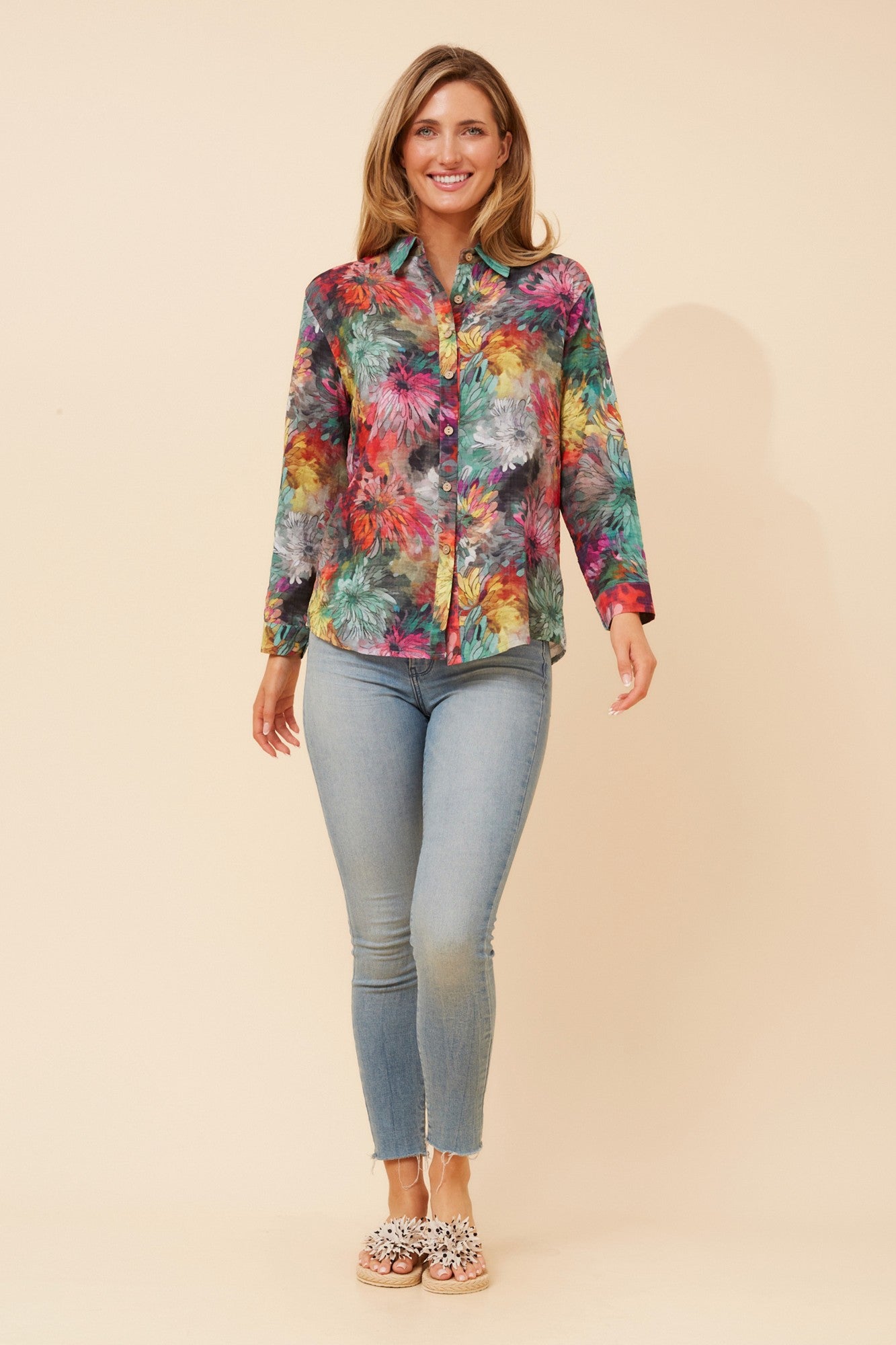 LIANI FLORAL PRINT SHIRT (Multi Green)
