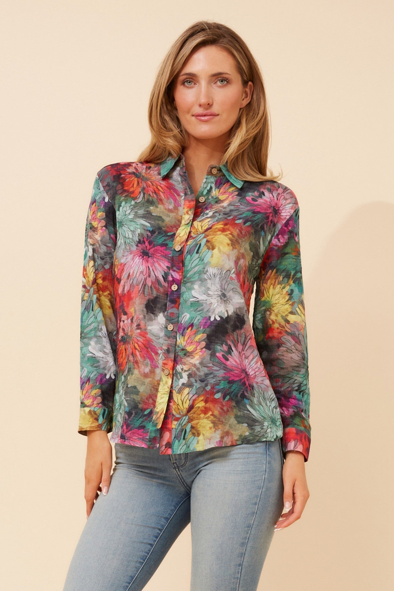 LIANI FLORAL PRINT SHIRT (Multi Green)