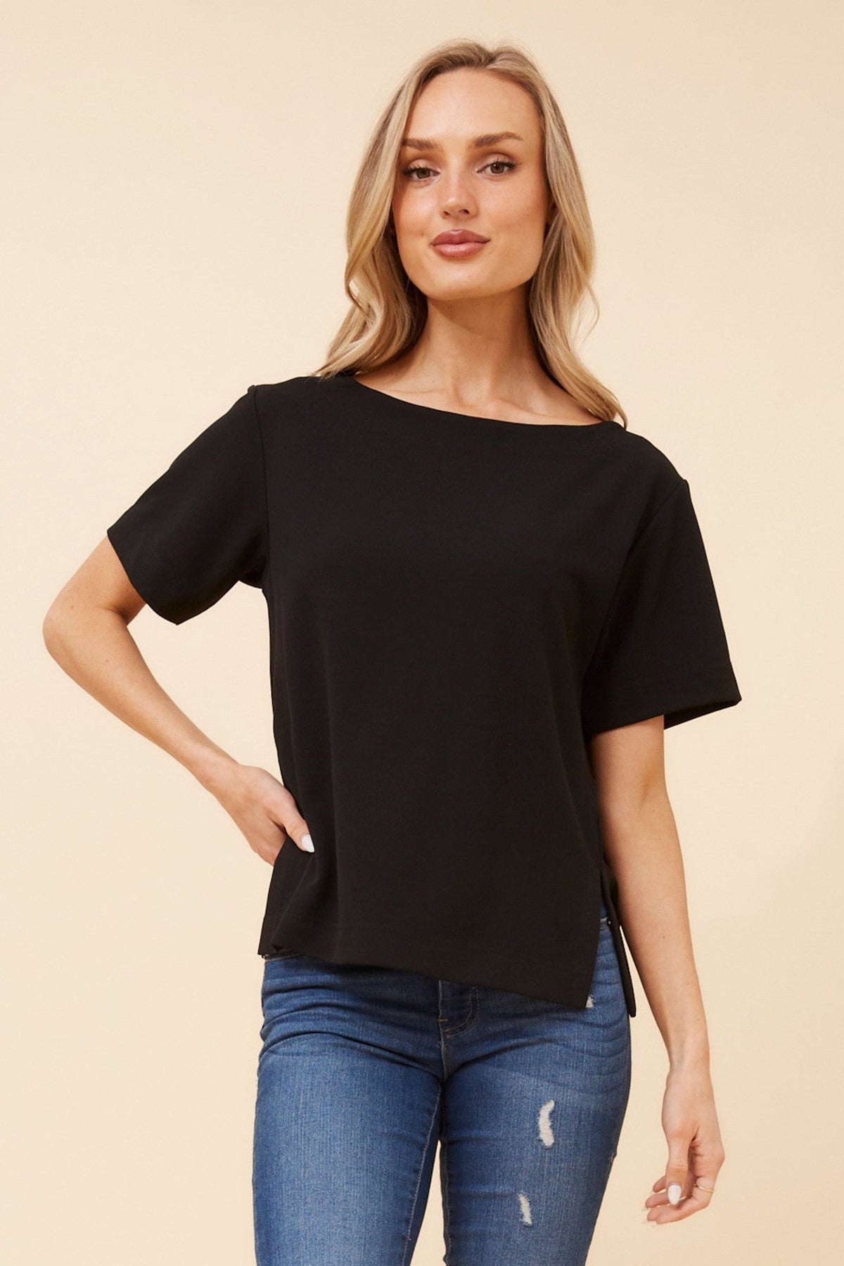 Caroline Morgan Australia HARWIN SOLID TOP (Black)