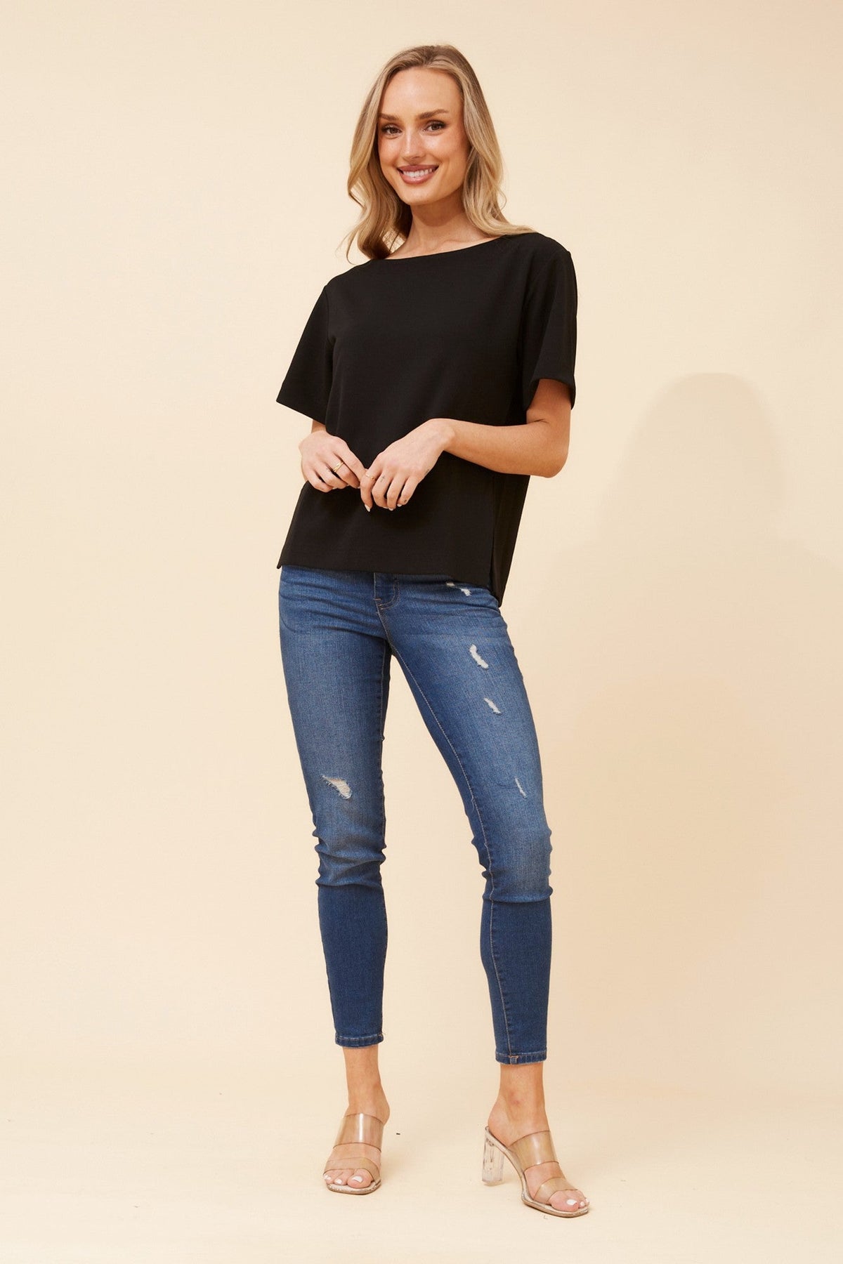 Caroline Morgan Australia HARWIN SOLID TOP (Black)
