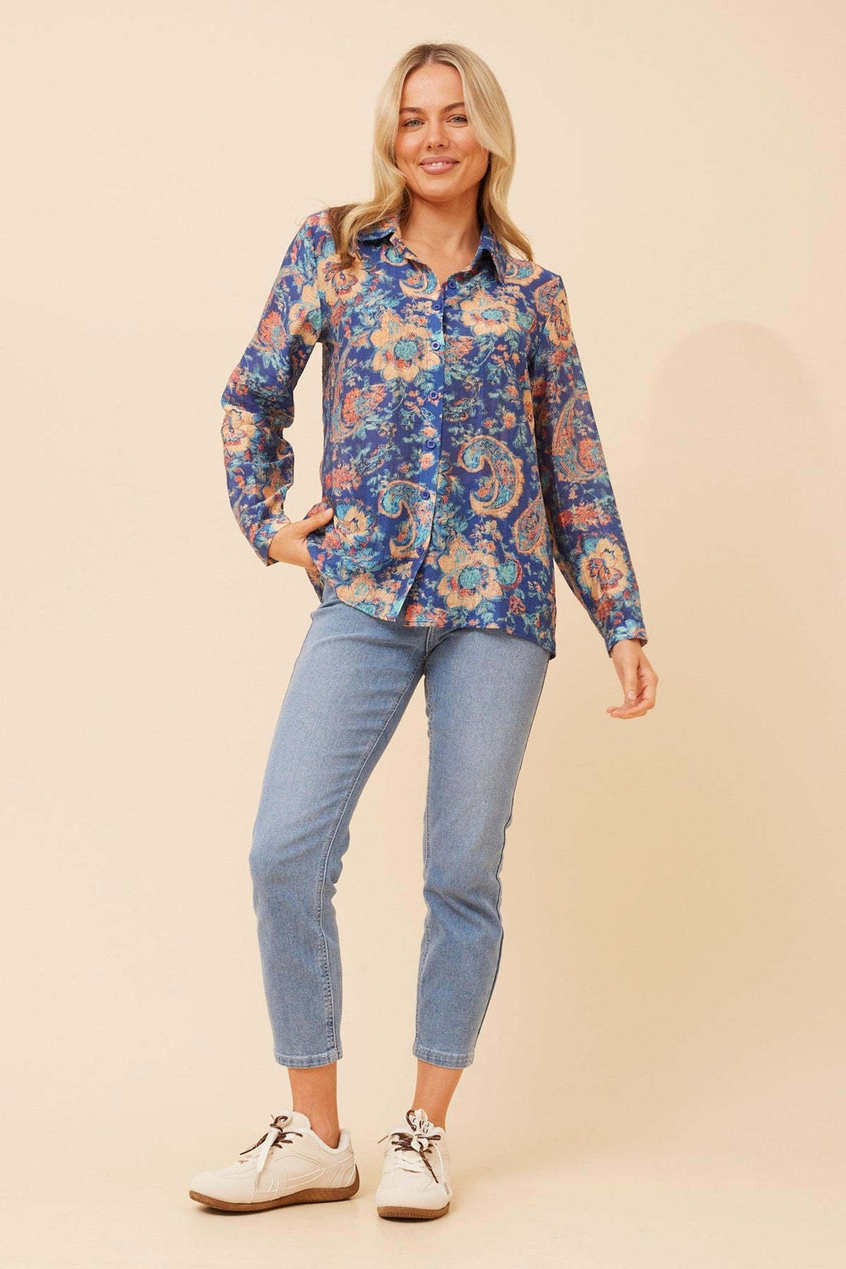 Caroline Morgan Australia ORENDA FLORAL SHIRT (Navy)