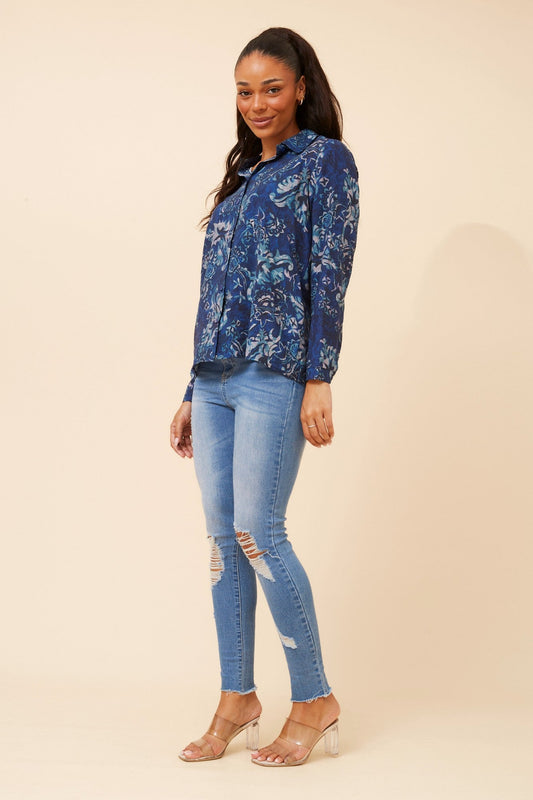 ORENDA ABSTRACT PRINT SHIRT (Navy)