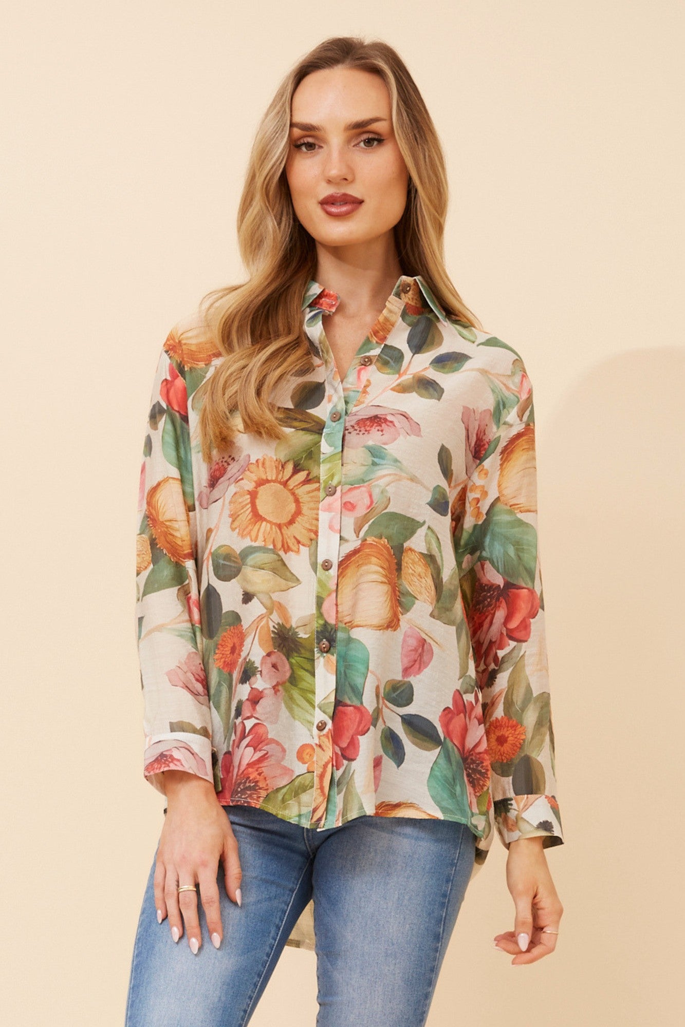 LIANI FLORAL SHIRT (Multi Green)