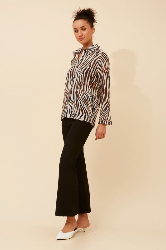 ORENDA ANIMAL PRINT SHIRT (Coffee)