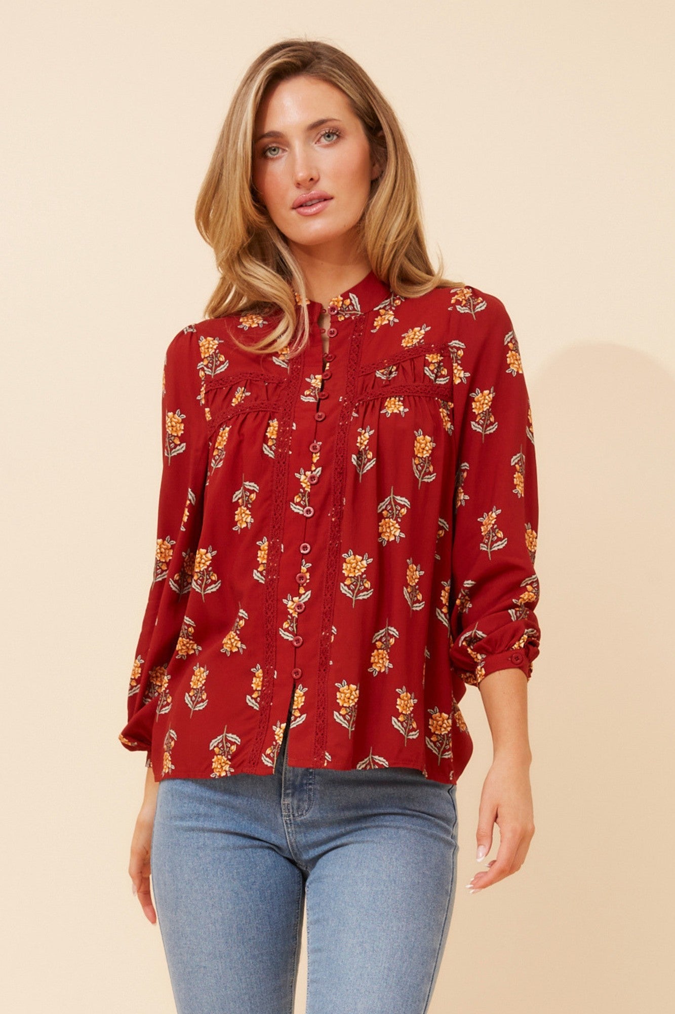 PAVITRA FLORAL TOP (Rust)