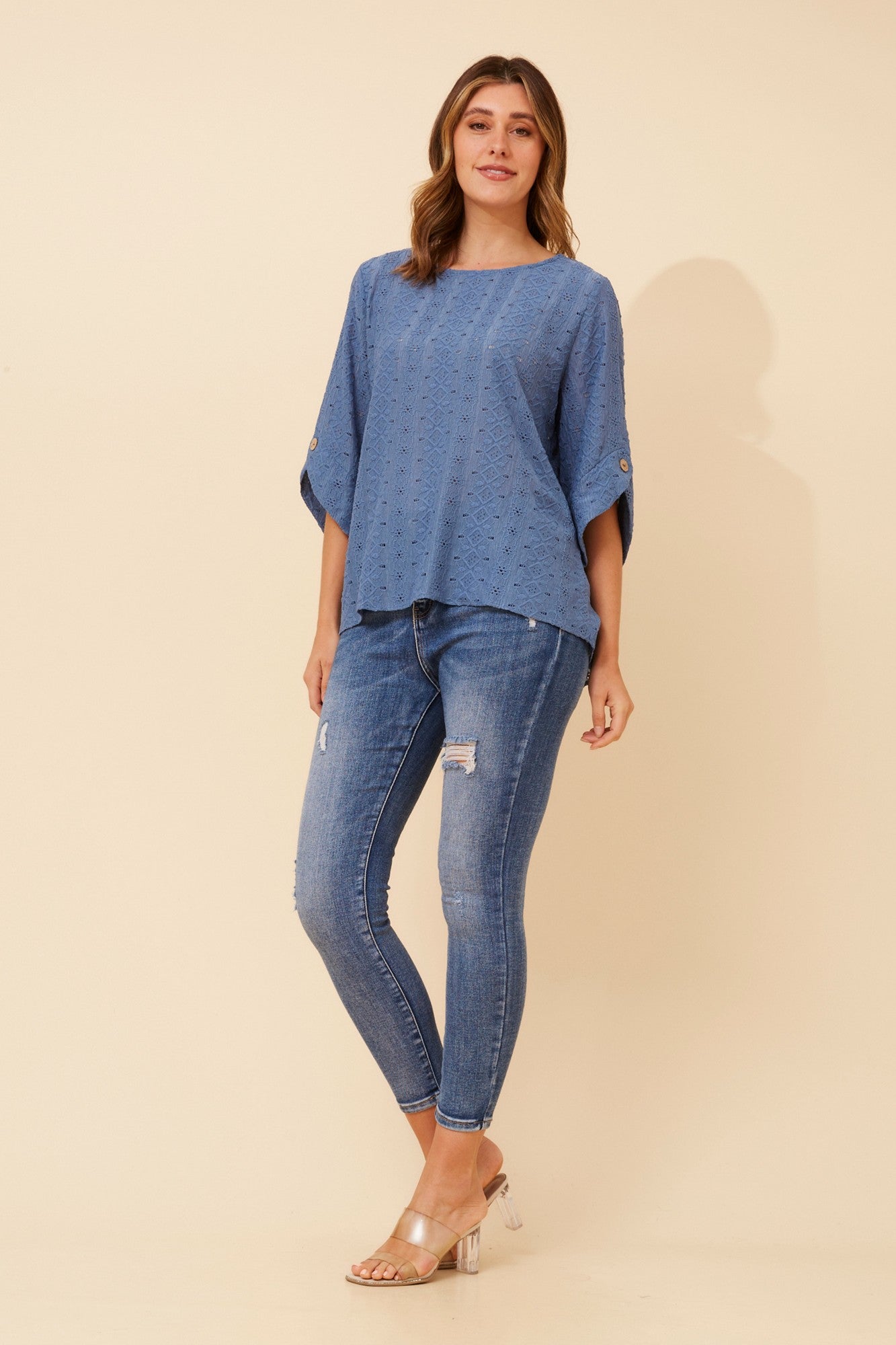 SAMANTHA EMBRIODERED TOP (Blue Jean)