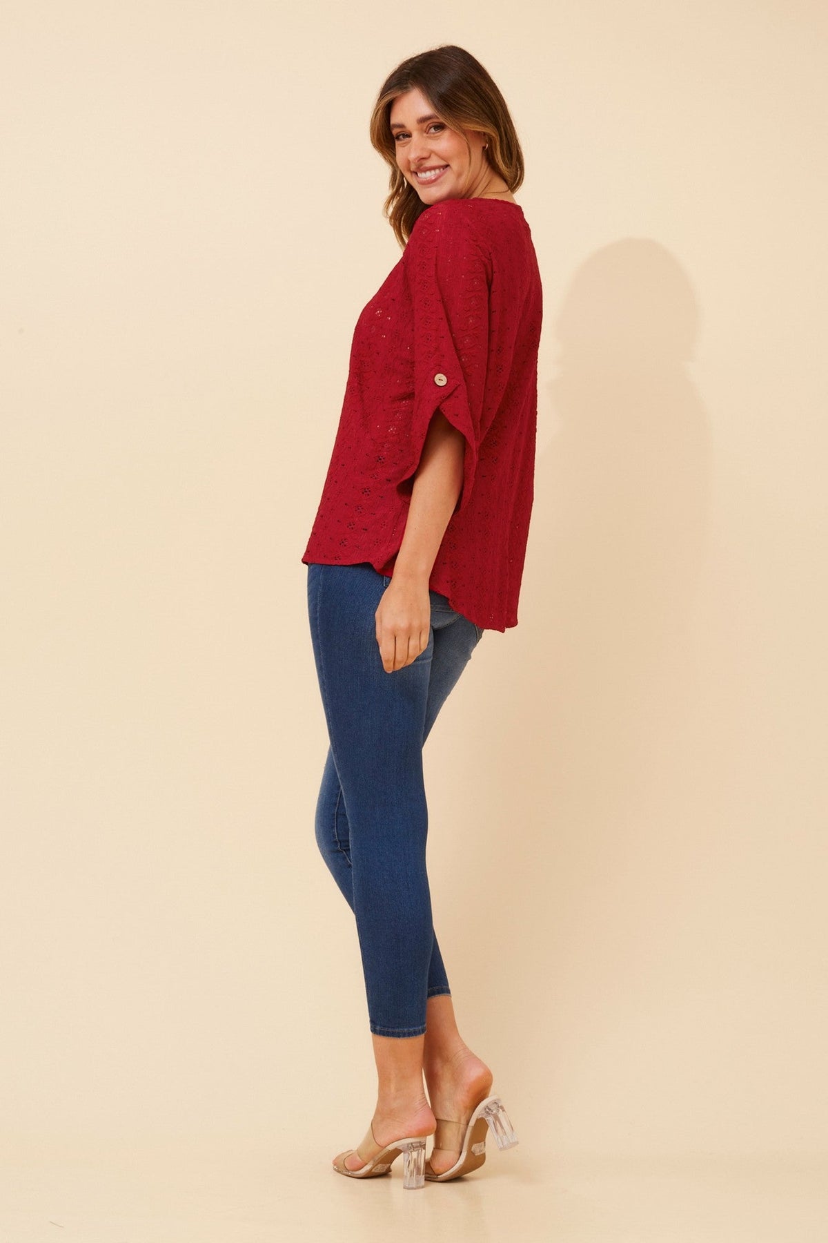 Caroline Morgan Australia SAMANTHA EMBRIODERED TOP (Red)