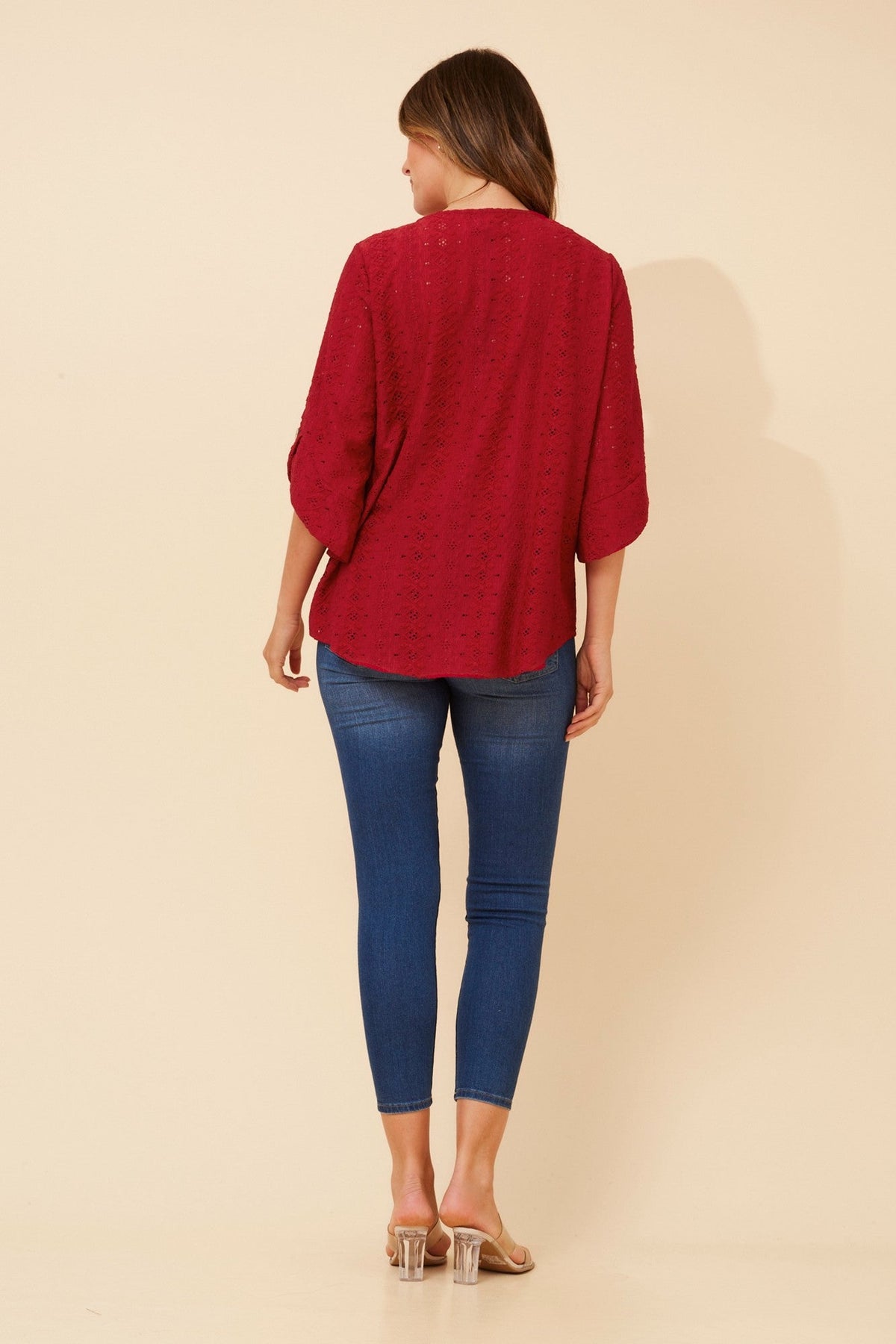 Caroline Morgan Australia SAMANTHA EMBRIODERED TOP (Red)
