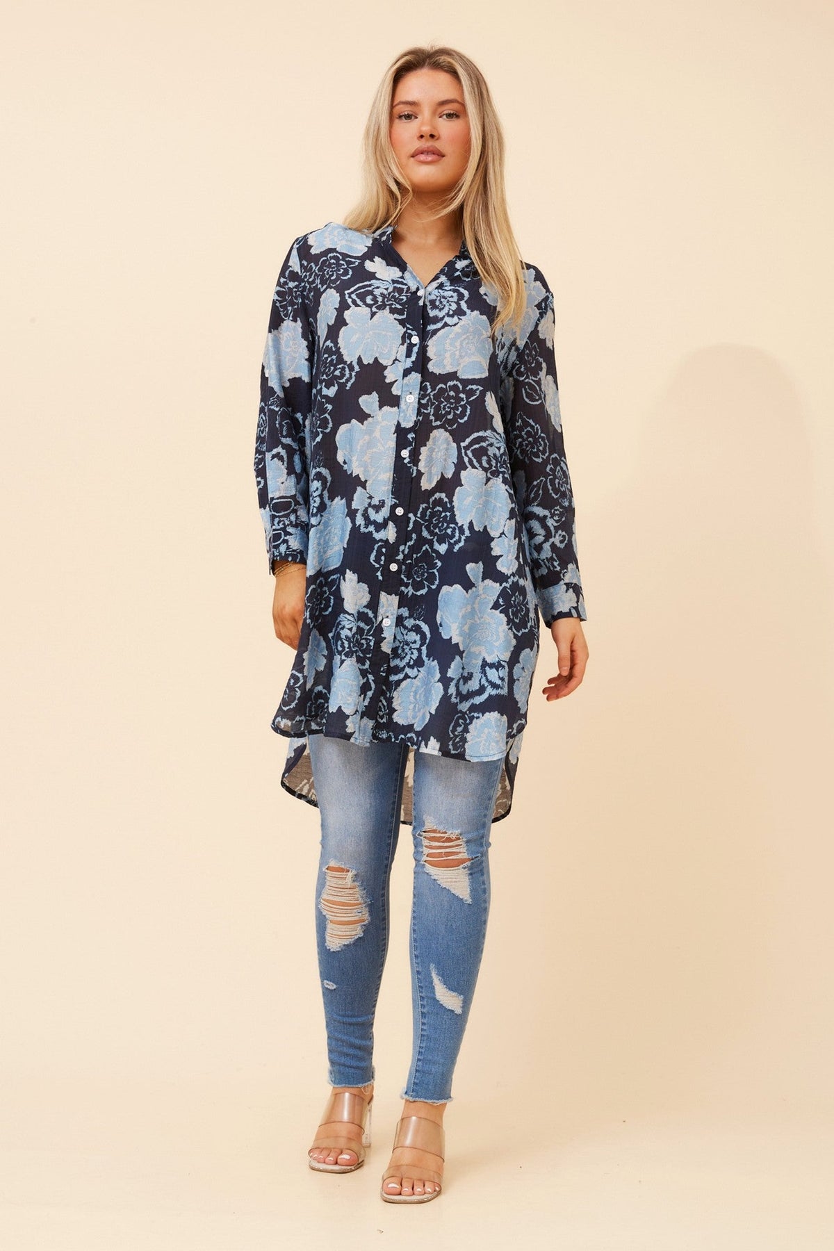 JANSON FLORAL TUNIC SHIRT (Navy)