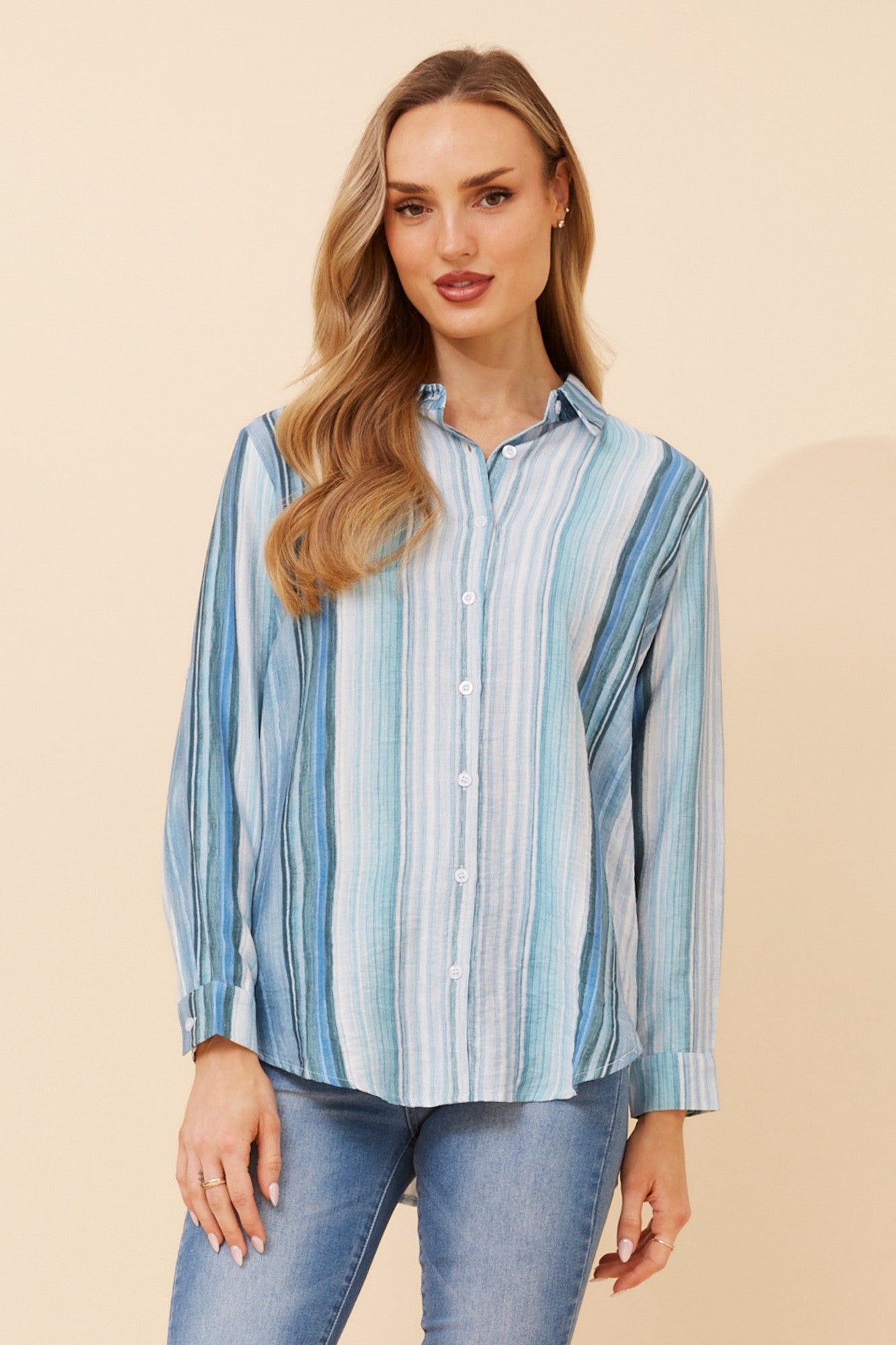 KLAUS STRIPE PRINT SHIRT (Blue)