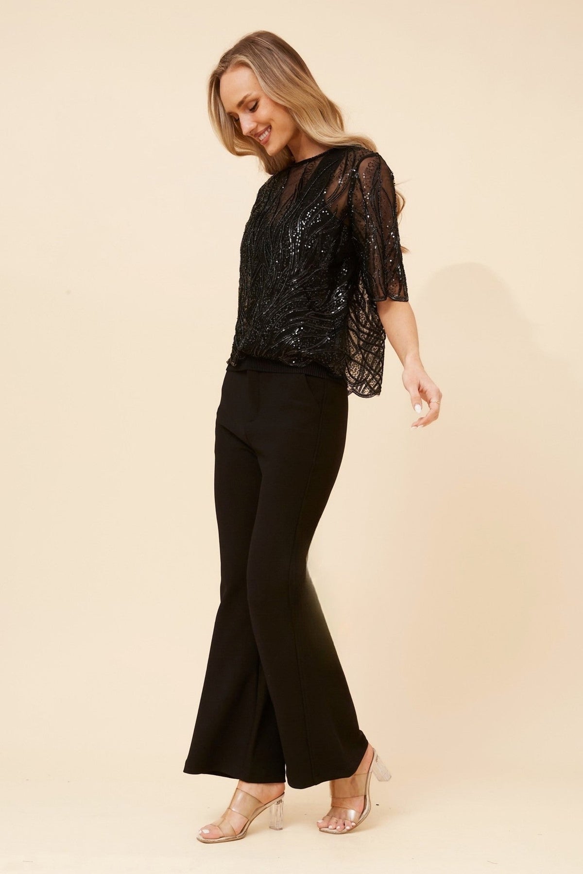 Caroline Morgan Australia LINDEN SEQUIN TOP (Black)