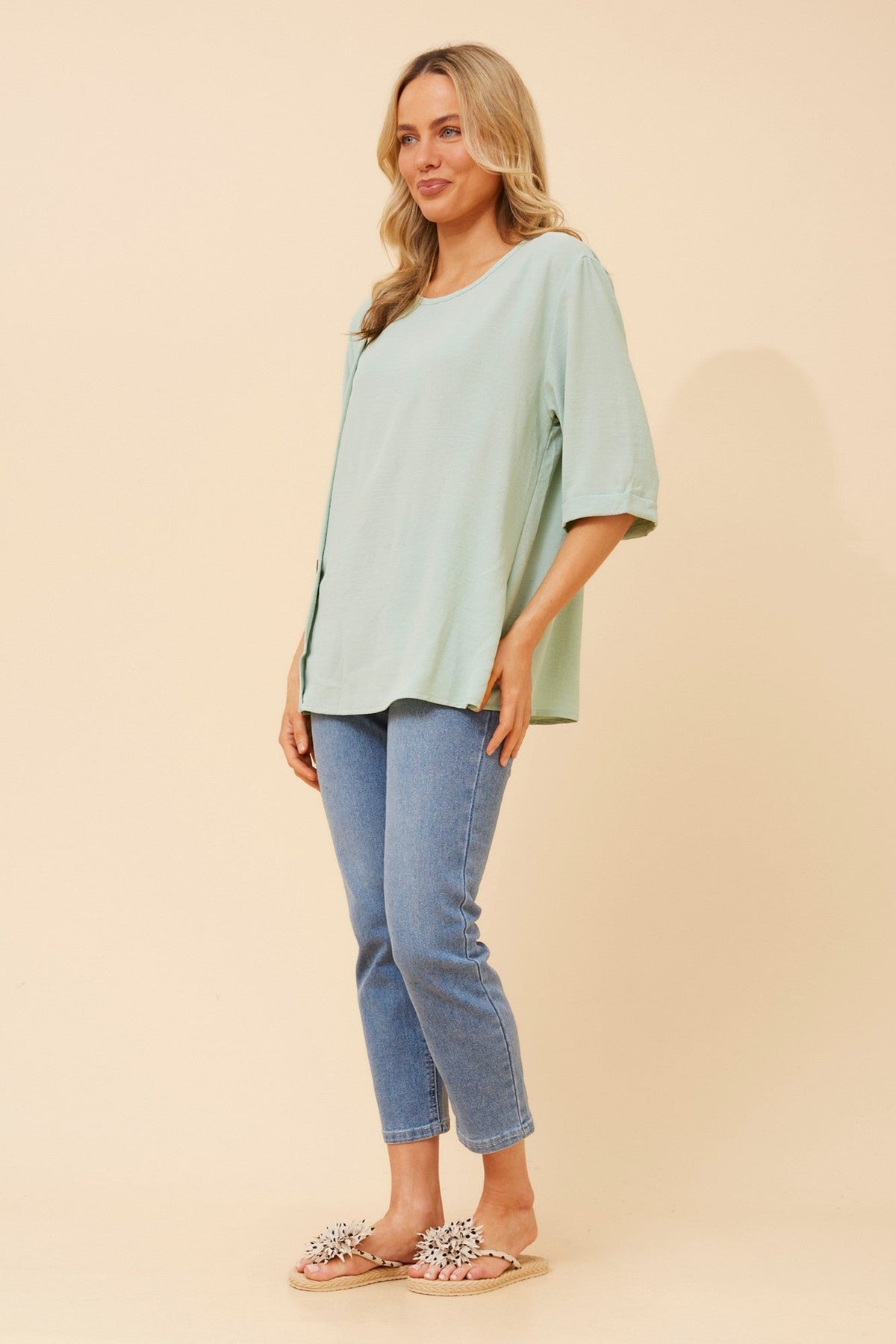 Caroline Morgan Australia TAI SOLID TOP (Mint)