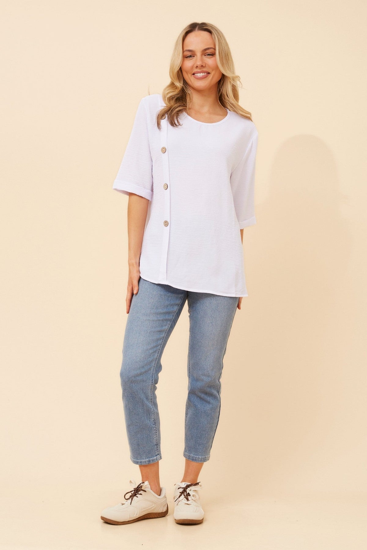 Caroline Morgan Australia TAI SOLID TOP (White)