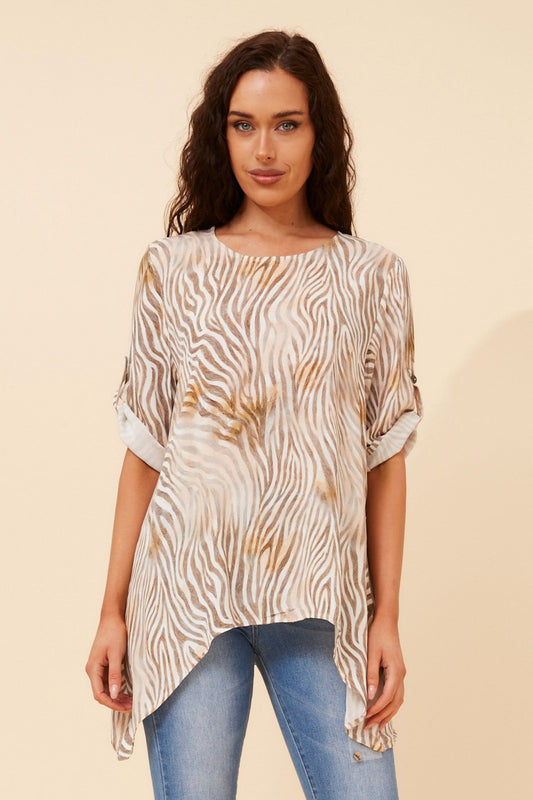 PREITA ANIMAL PRINT TOP (Multi Beige)