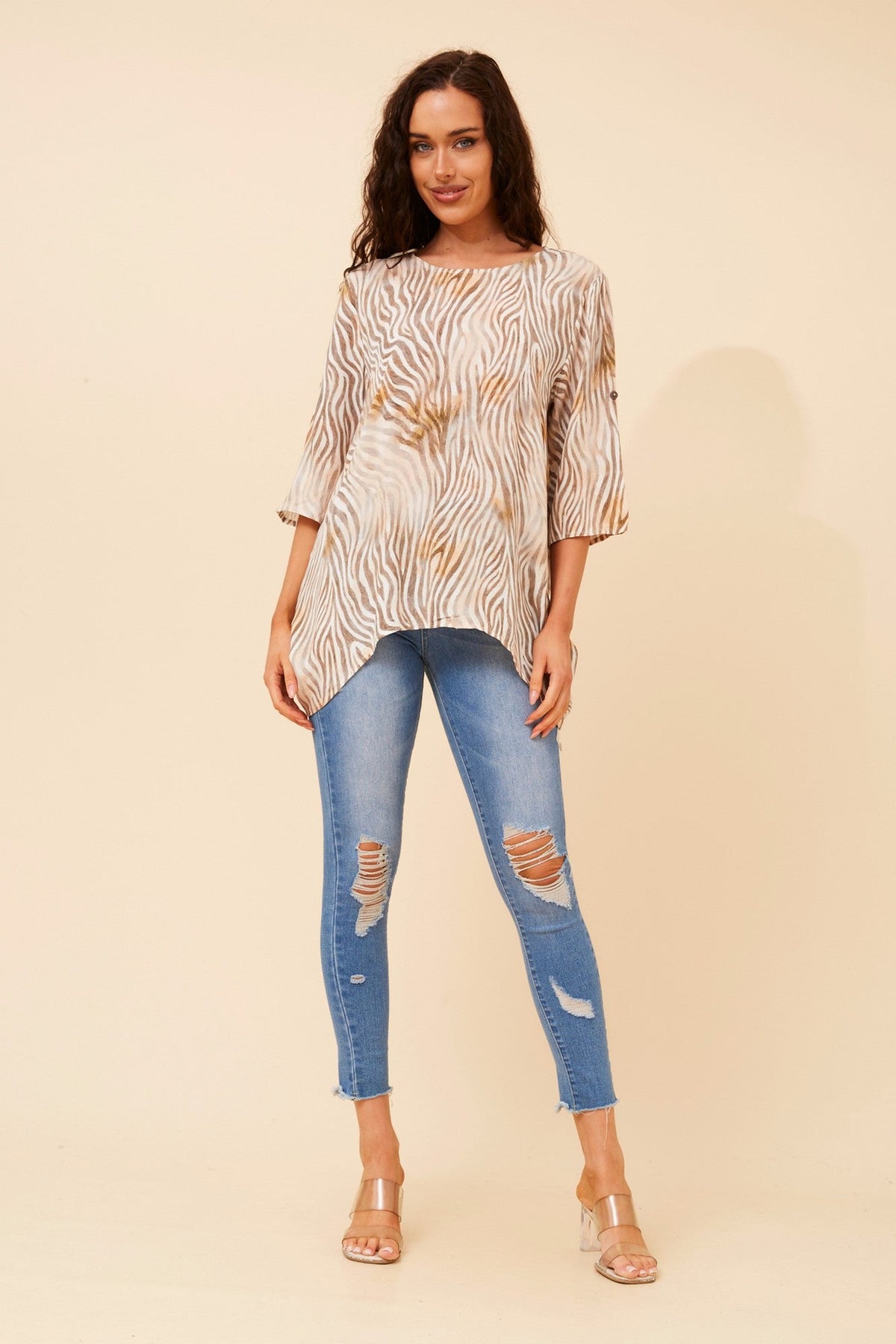 PREITA ANIMAL PRINT TOP (Multi Beige)