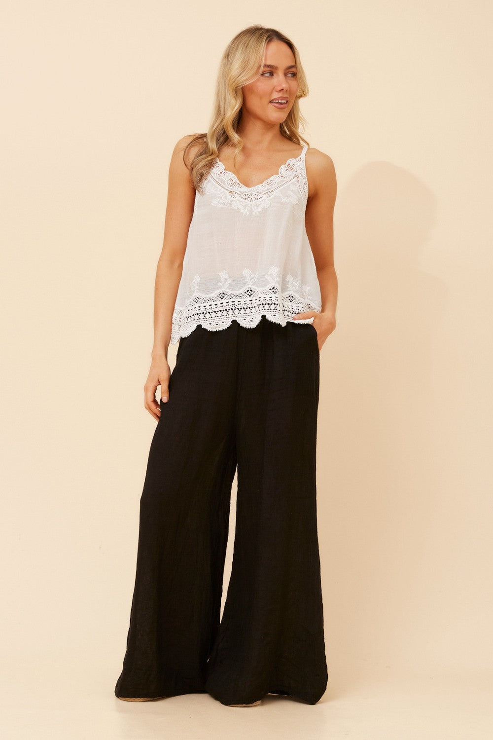 BURMA LACE EMBROIDERED TOP (White)