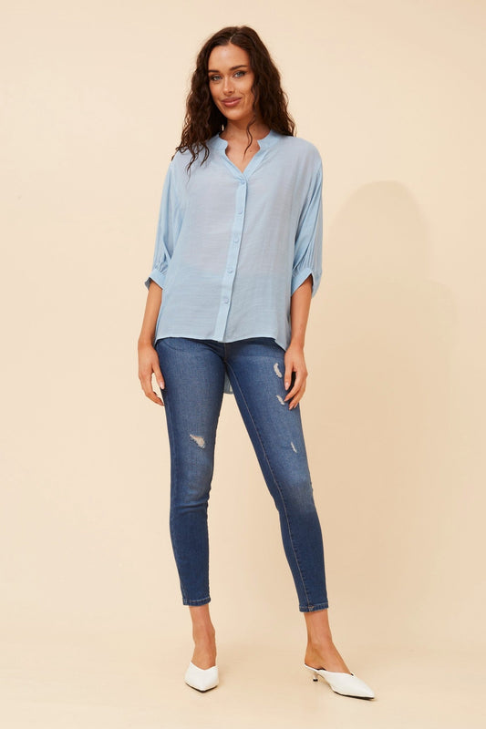 Image of Shirts. Product name - BELINA SOLID SHIRT in Burgundy colour by brand - Caroline Morgan Australia