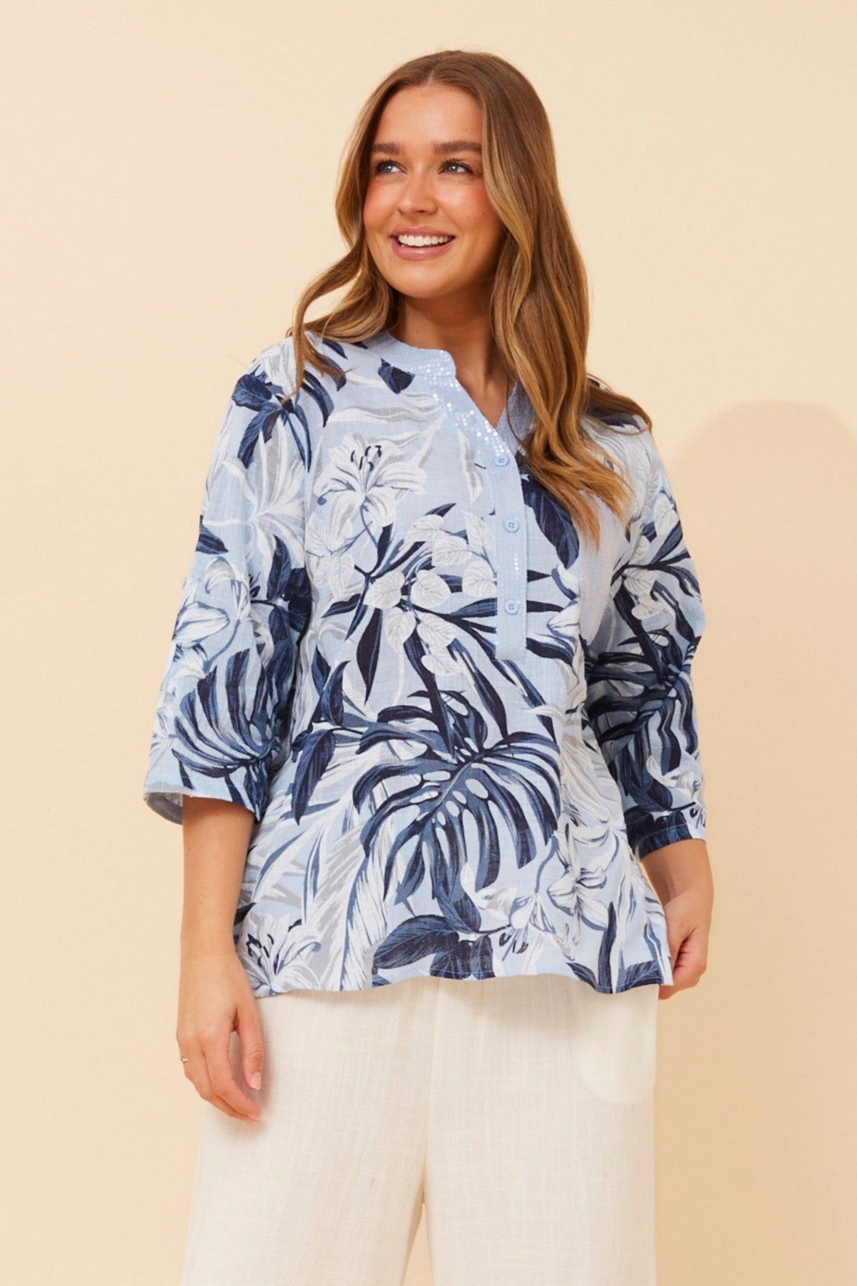 ROSETTA FLORAL TOP (Blue)