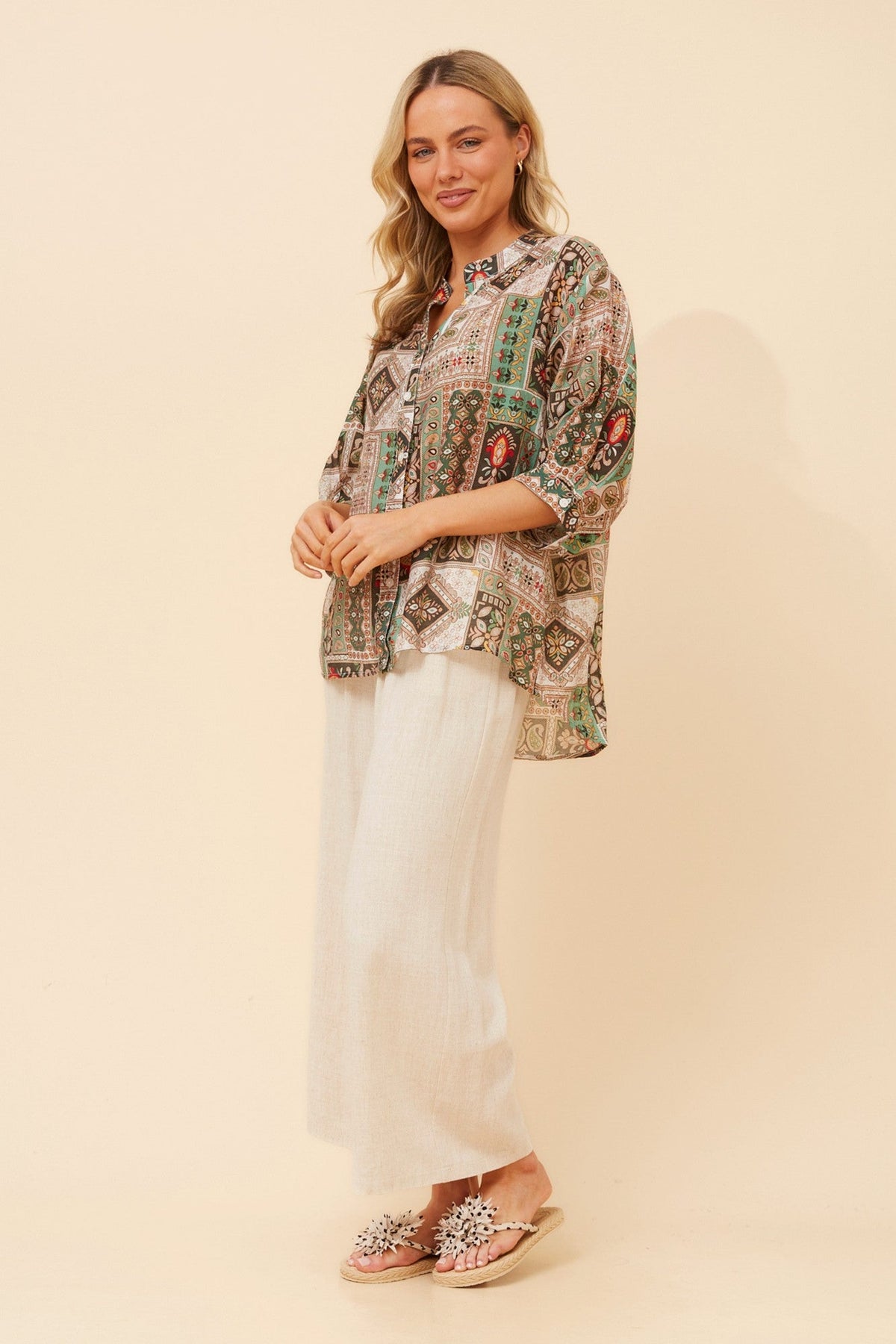 BELINA PATCHWORK PRINT (Multi Green)