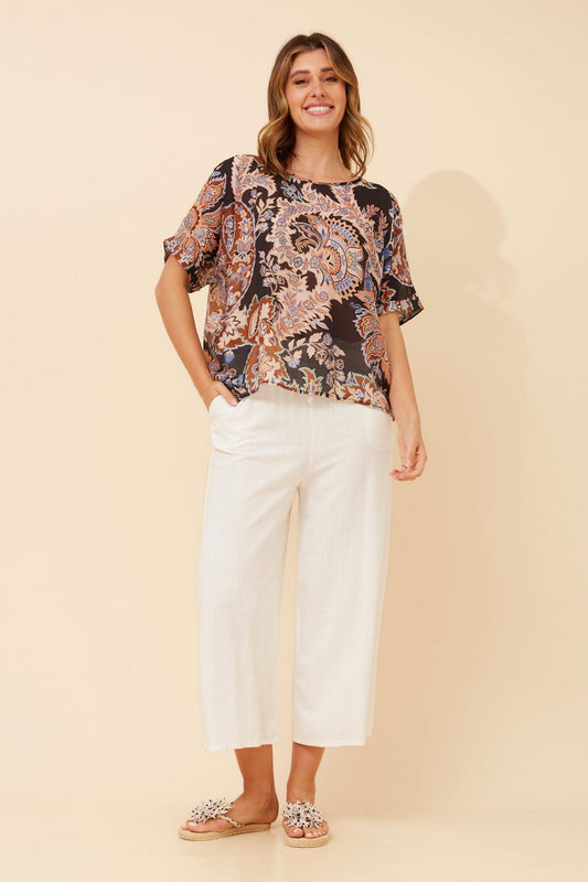 HENDRIX FLORAL TOP (Multi Blue)