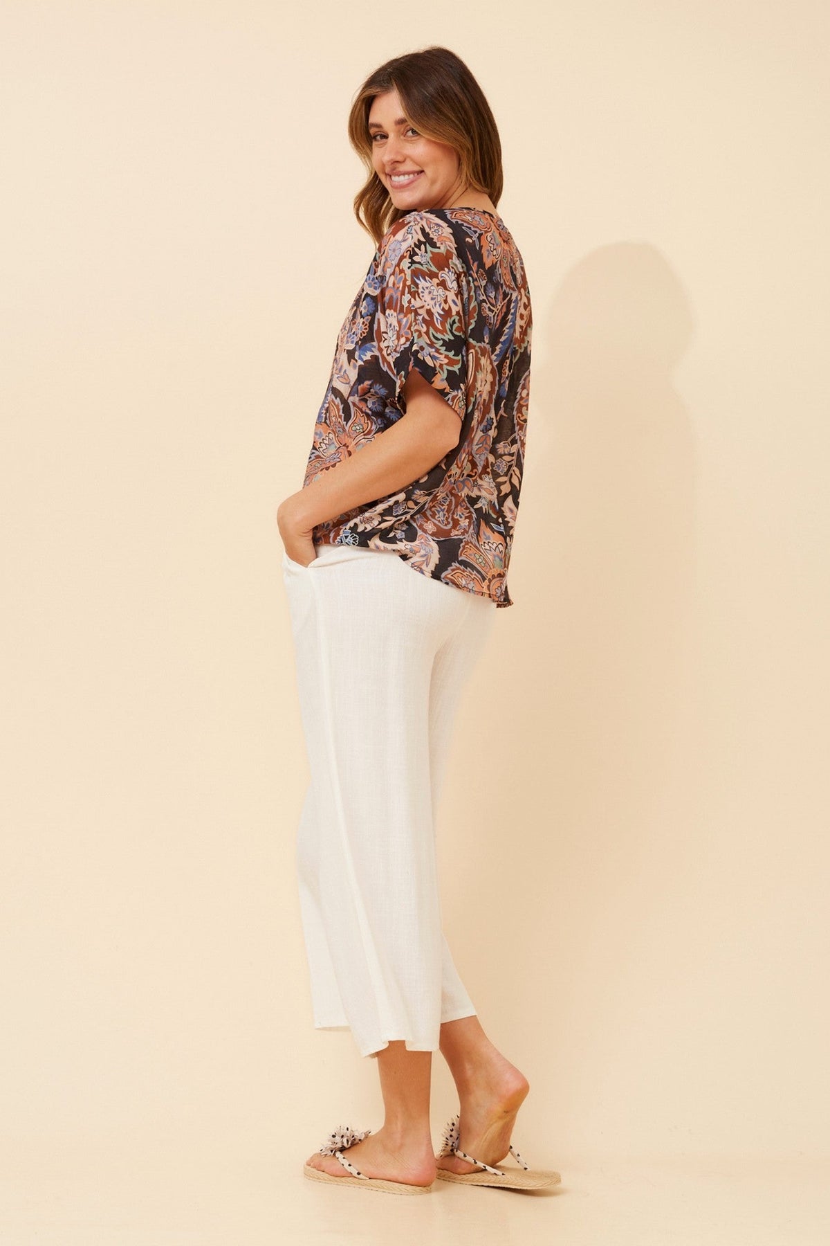 Caroline Morgan Australia HENDRIX FLORAL TOP (Navy)
