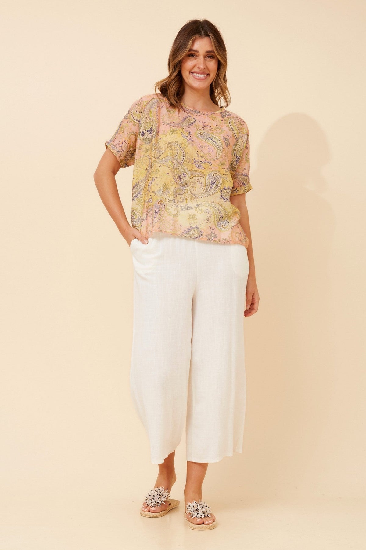 HENDRIX PAISLEY PRINT TOP (Multi Pink)
