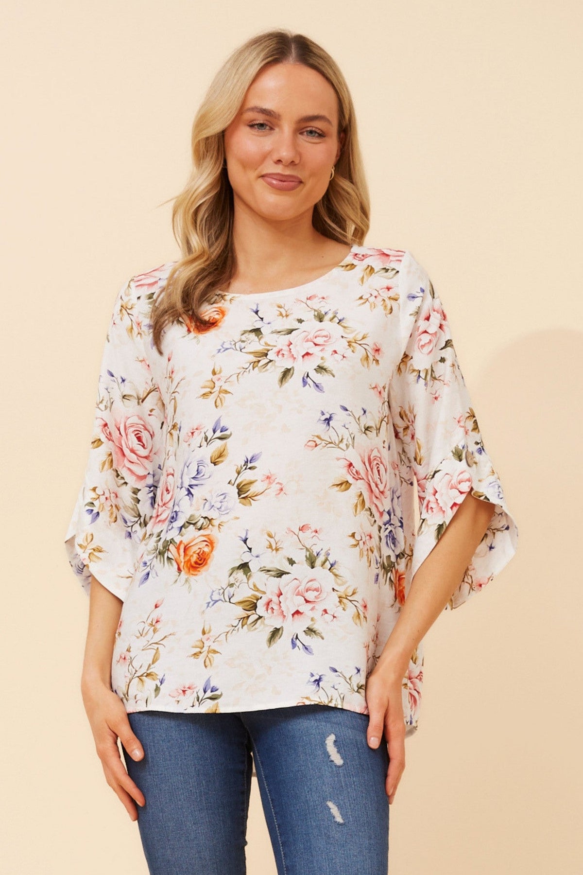 SAMANTHA FLORAL TOP (White)
