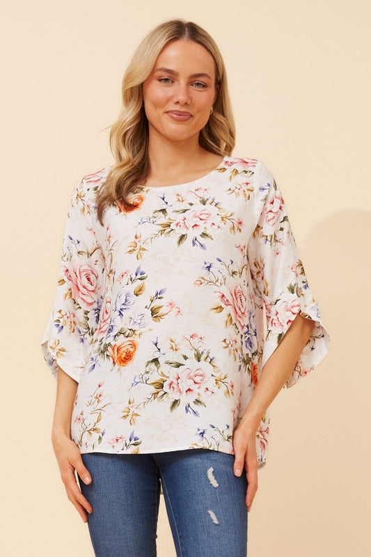 SAMANTHA FLORAL TOP (White)