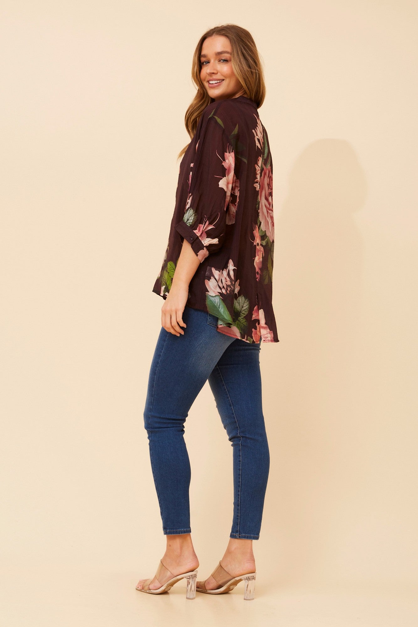 BELINA FLORAL SHIRT (Eggplant)