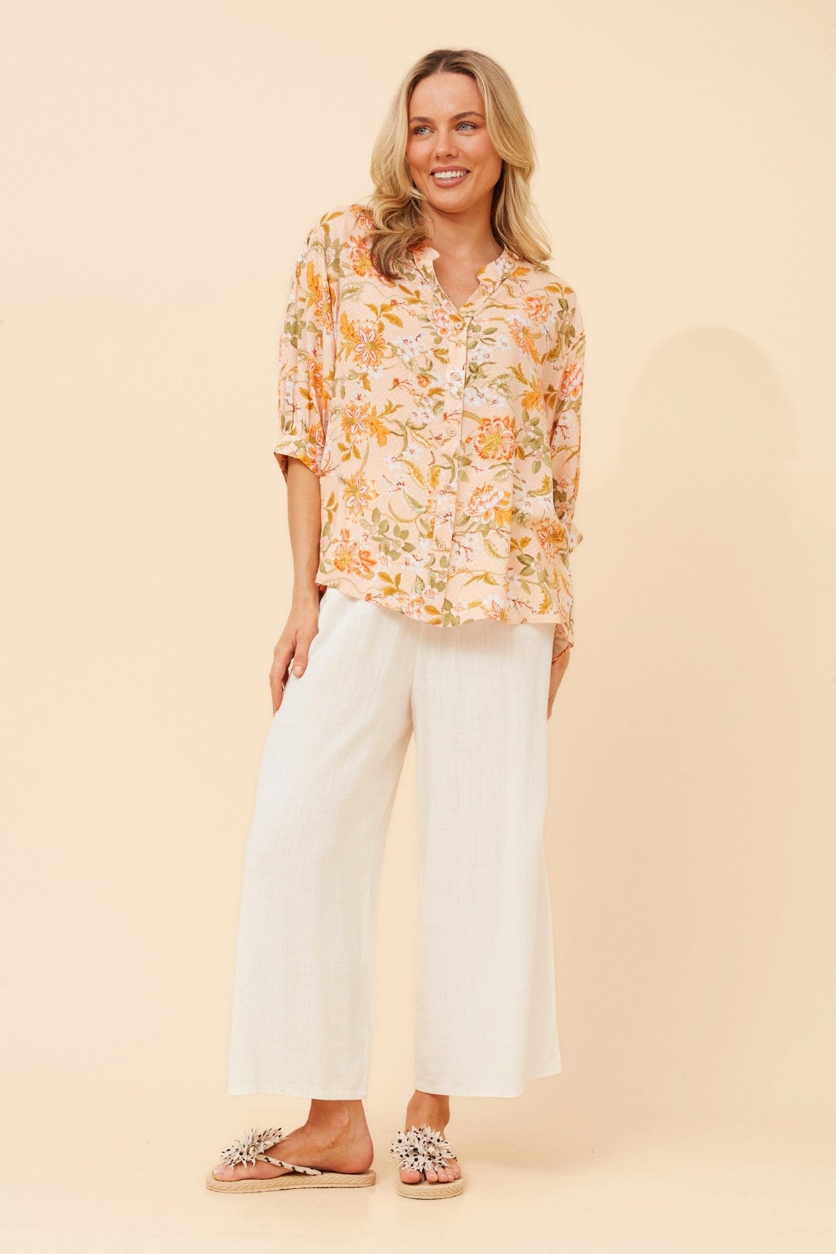 Caroline Morgan Australia BELINA FLORAL SHIRT (Orange)