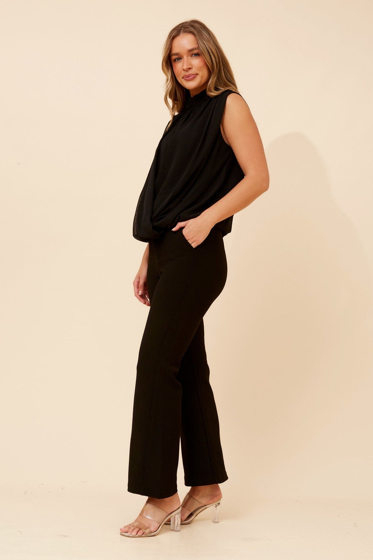 Caroline Morgan Australia YASMA SOLID TOP (Black)