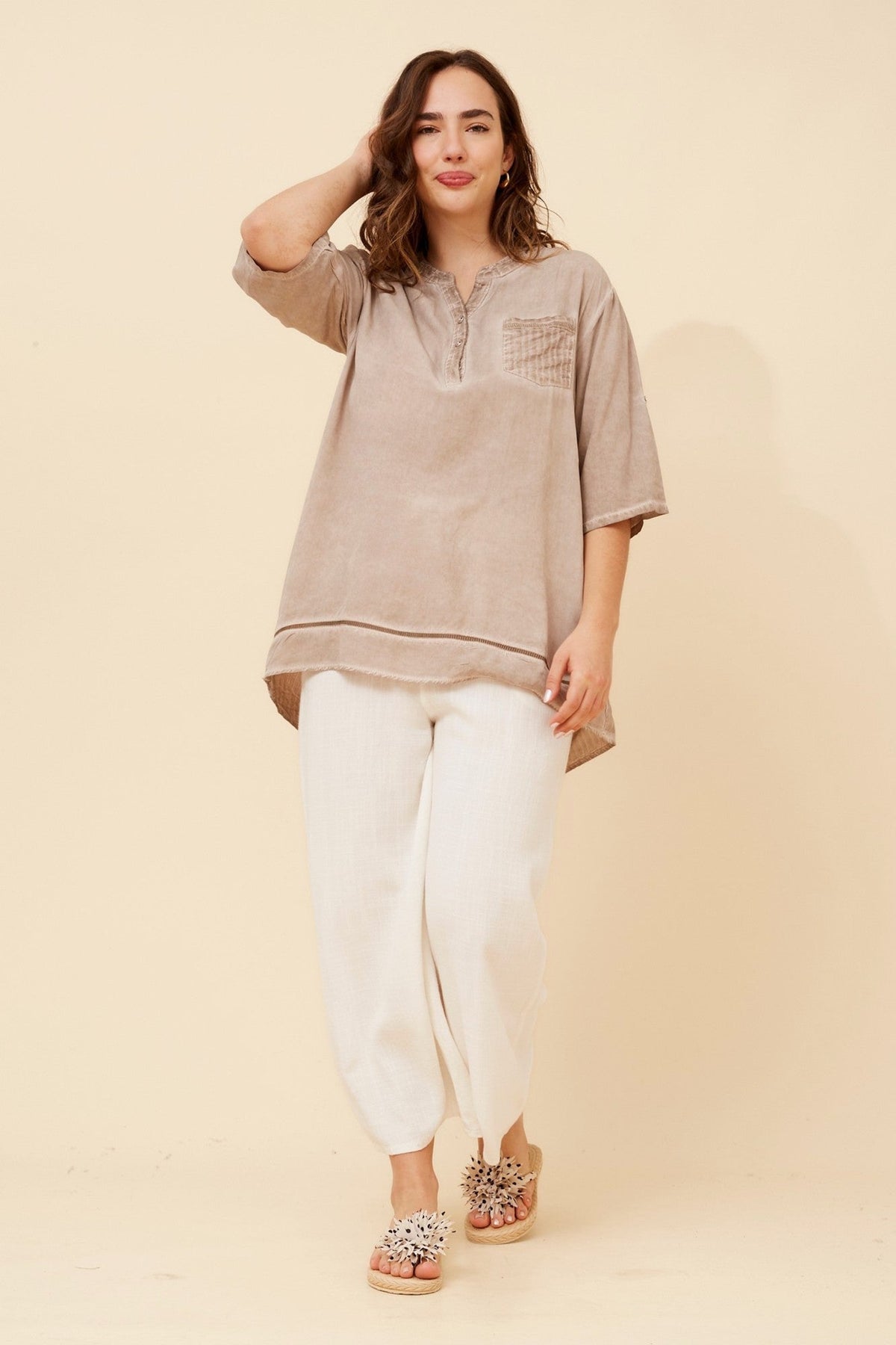 BOTTEGA MODA RAY SOLID TOP (Beige)