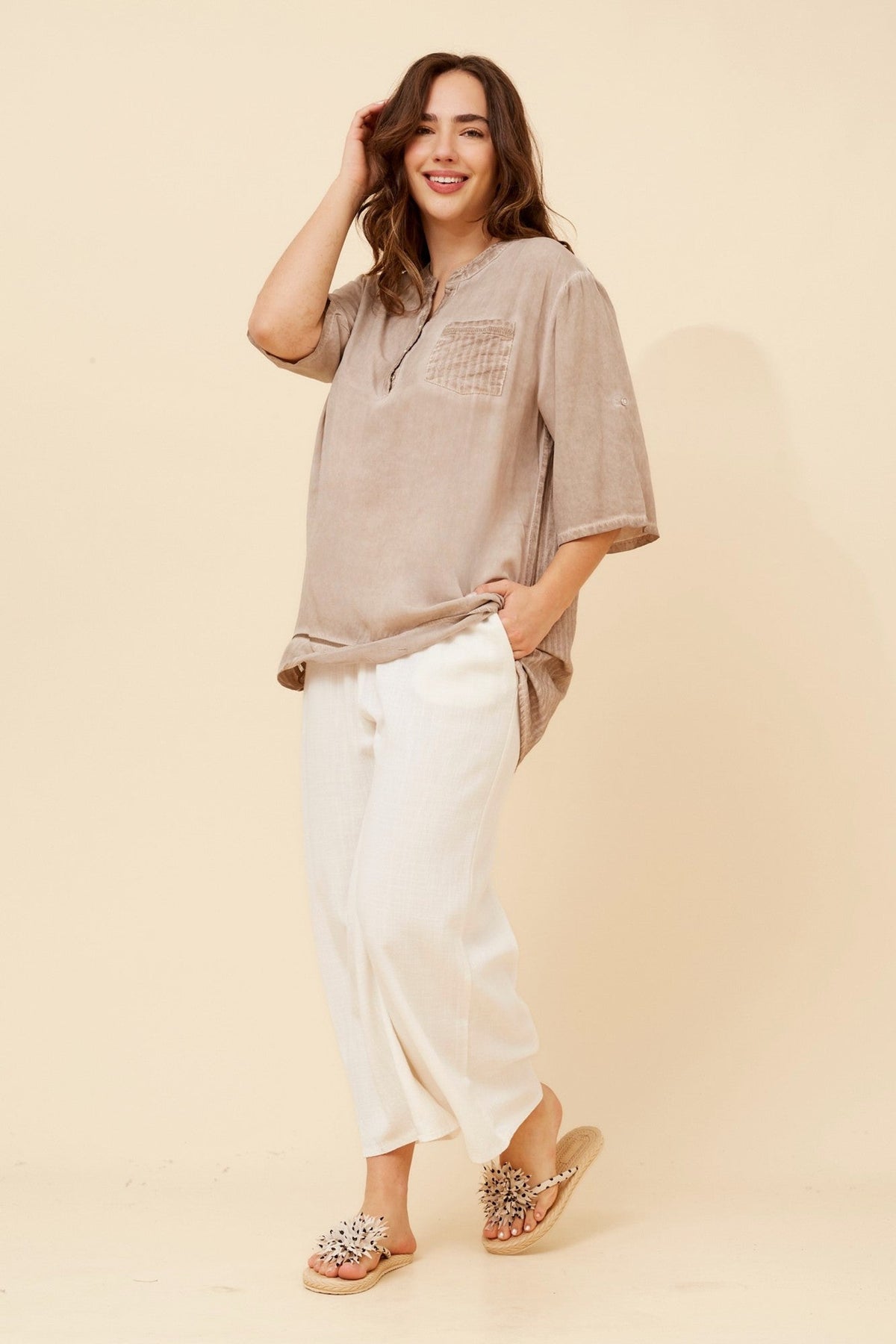BOTTEGA MODA RAY SOLID TOP (Beige)