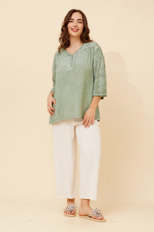 BOTTEGA MODA ROHAN EMBROIDERY TOP (Beige)