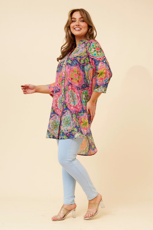 Caroline Morgan Australia DANSON FLORAL TUNIC (Multi Pink)