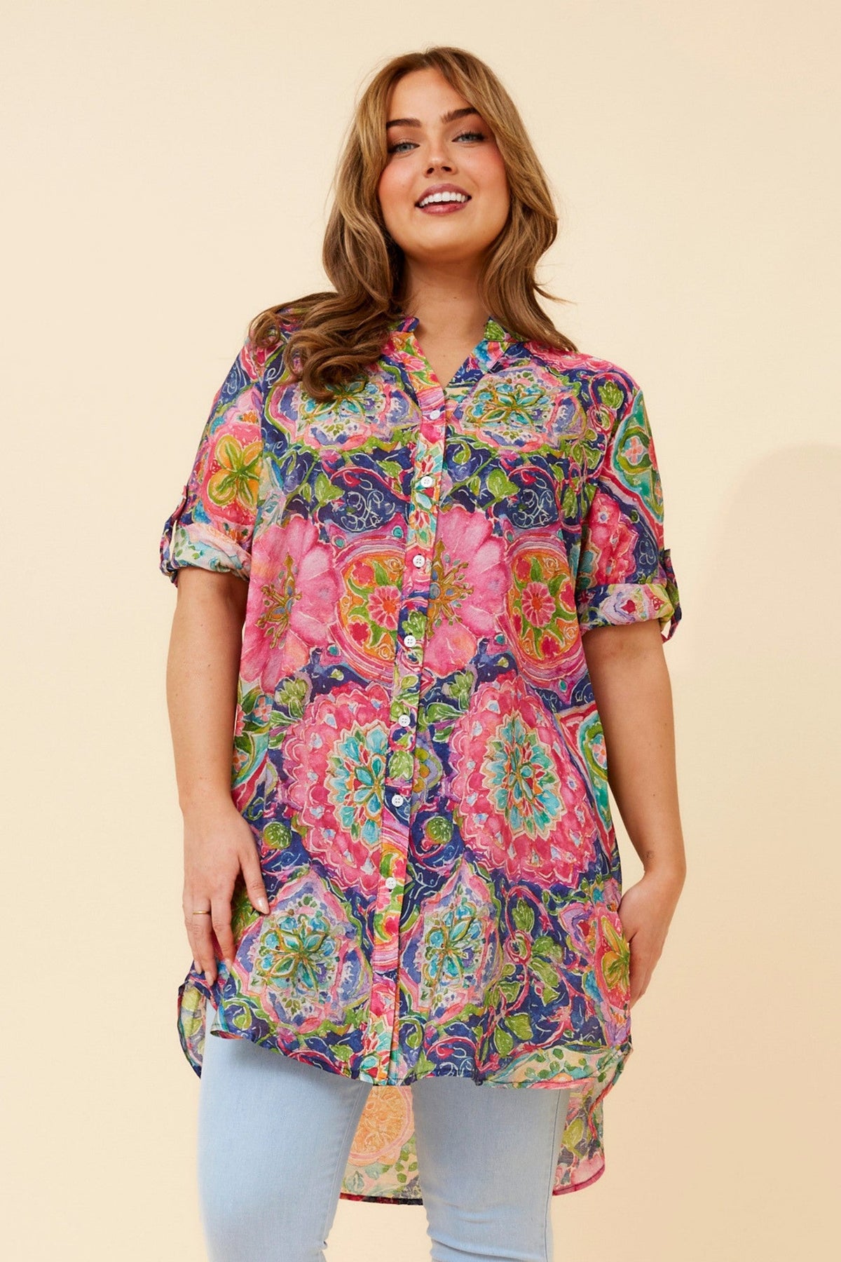Caroline Morgan Australia DANSON FLORAL TUNIC (Multi Pink)