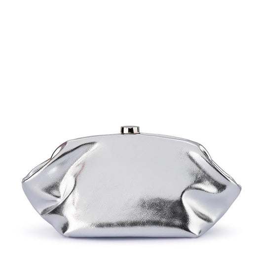 Olga Berg TALLY Metallic Clutch (Silver)