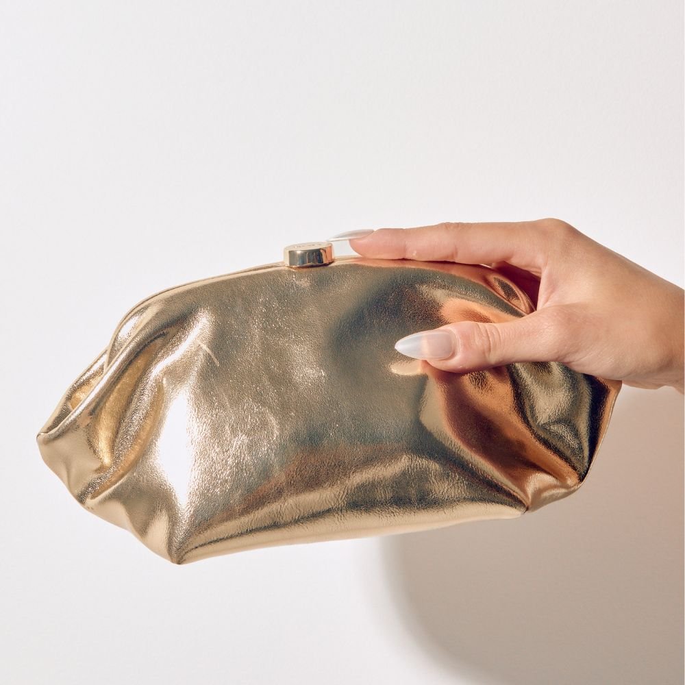 Olga Berg TALLY Metallic Clutch (Gold)